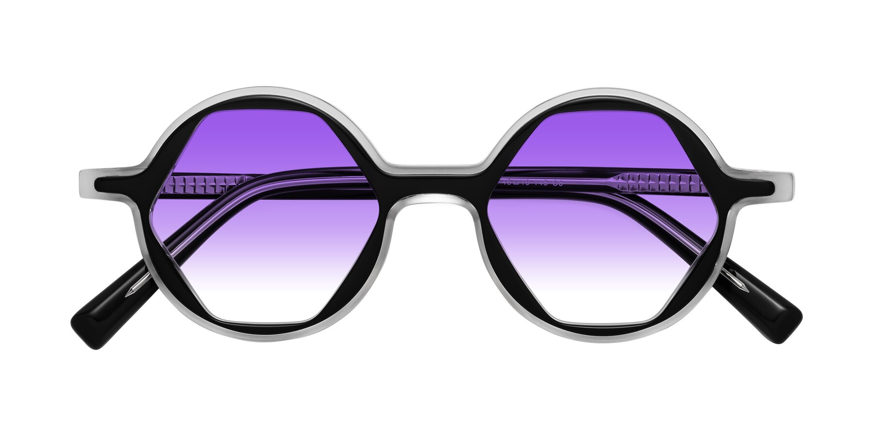 Folded Front of Alien in Black-Clear with Purple Gradient Lenses