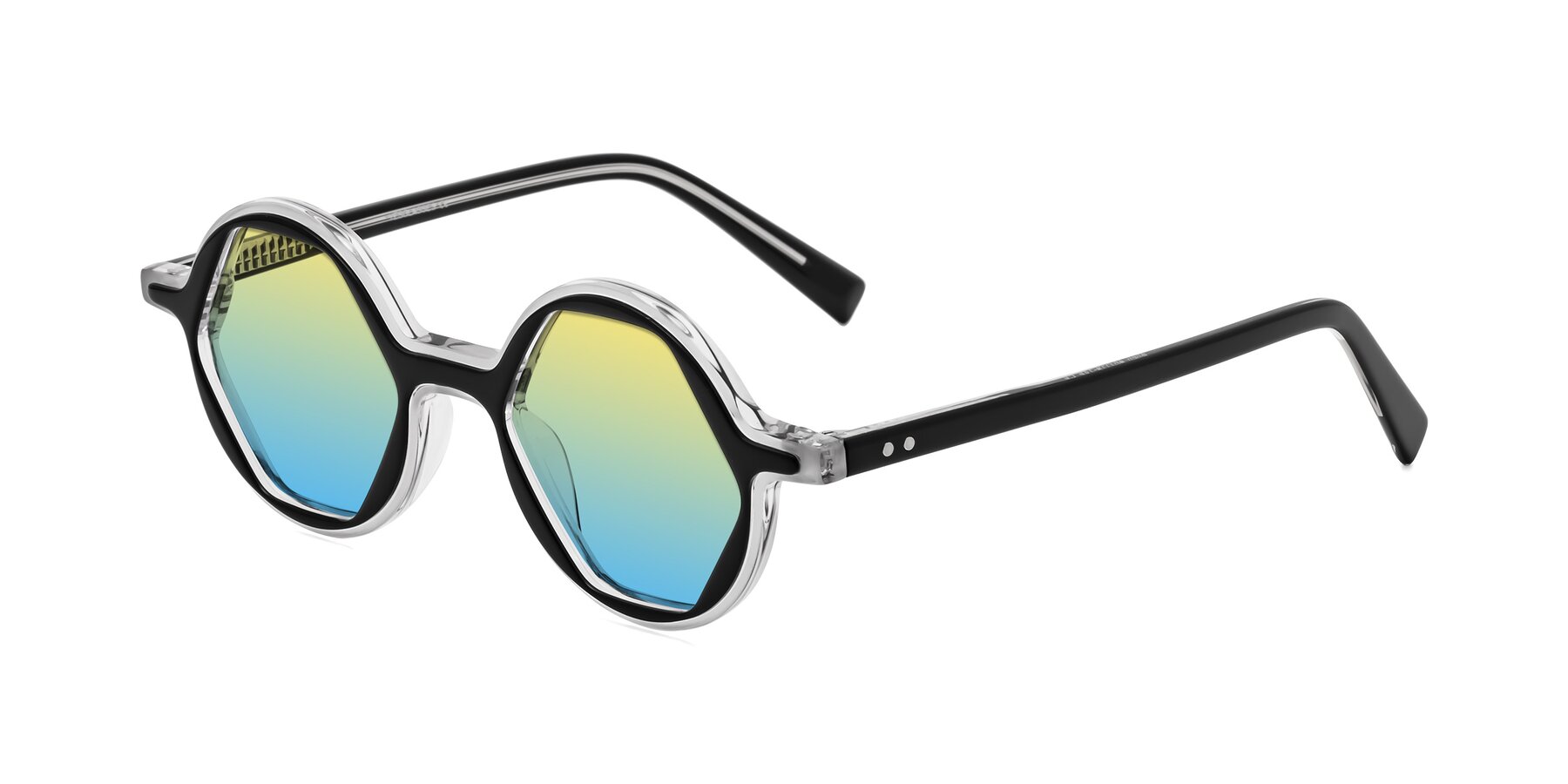 Angle of Alien in Black-Clear with Yellow / Blue Gradient Lenses