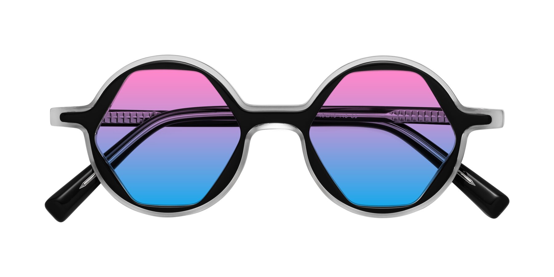 Folded Front of Alien in Black-Clear with Pink / Blue Gradient Lenses