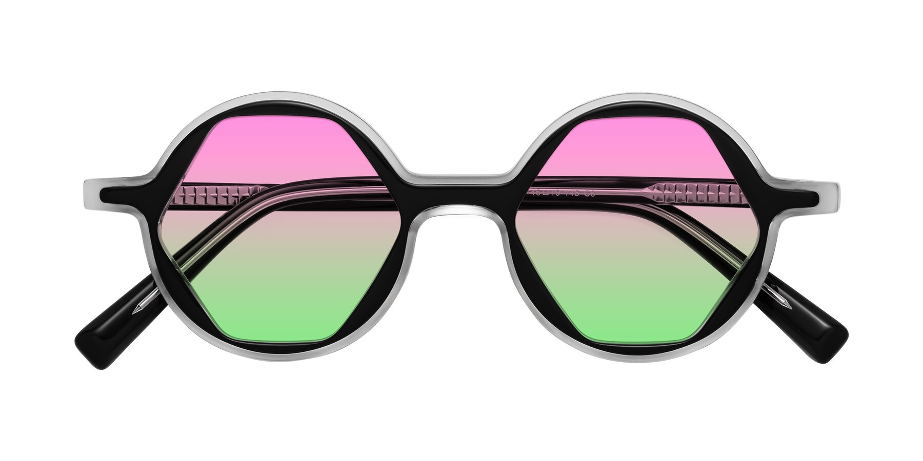 Folded Front of Alien in Black-Clear with Pink / Green Gradient Lenses