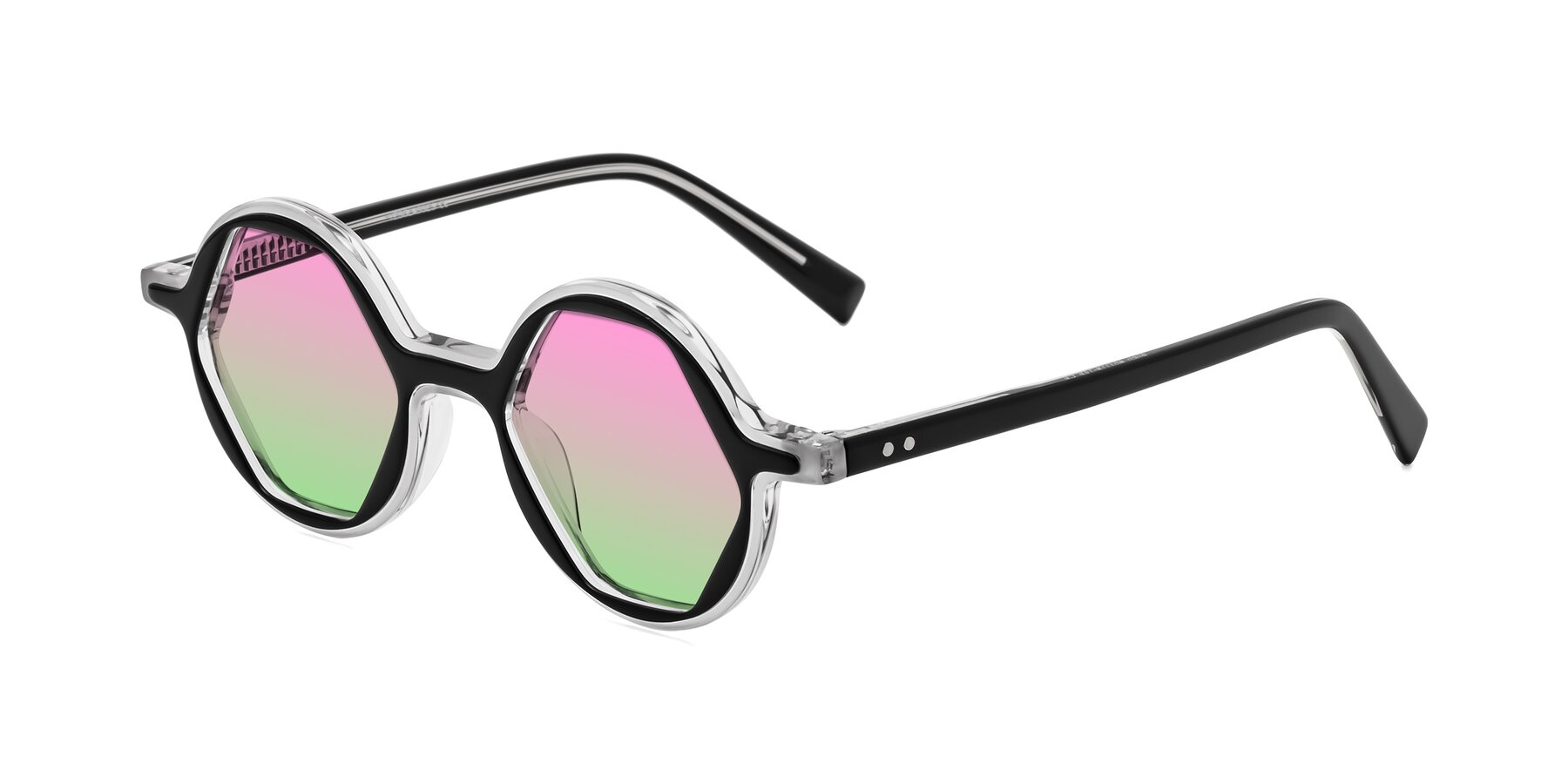 Angle of Alien in Black-Clear with Pink / Green Gradient Lenses