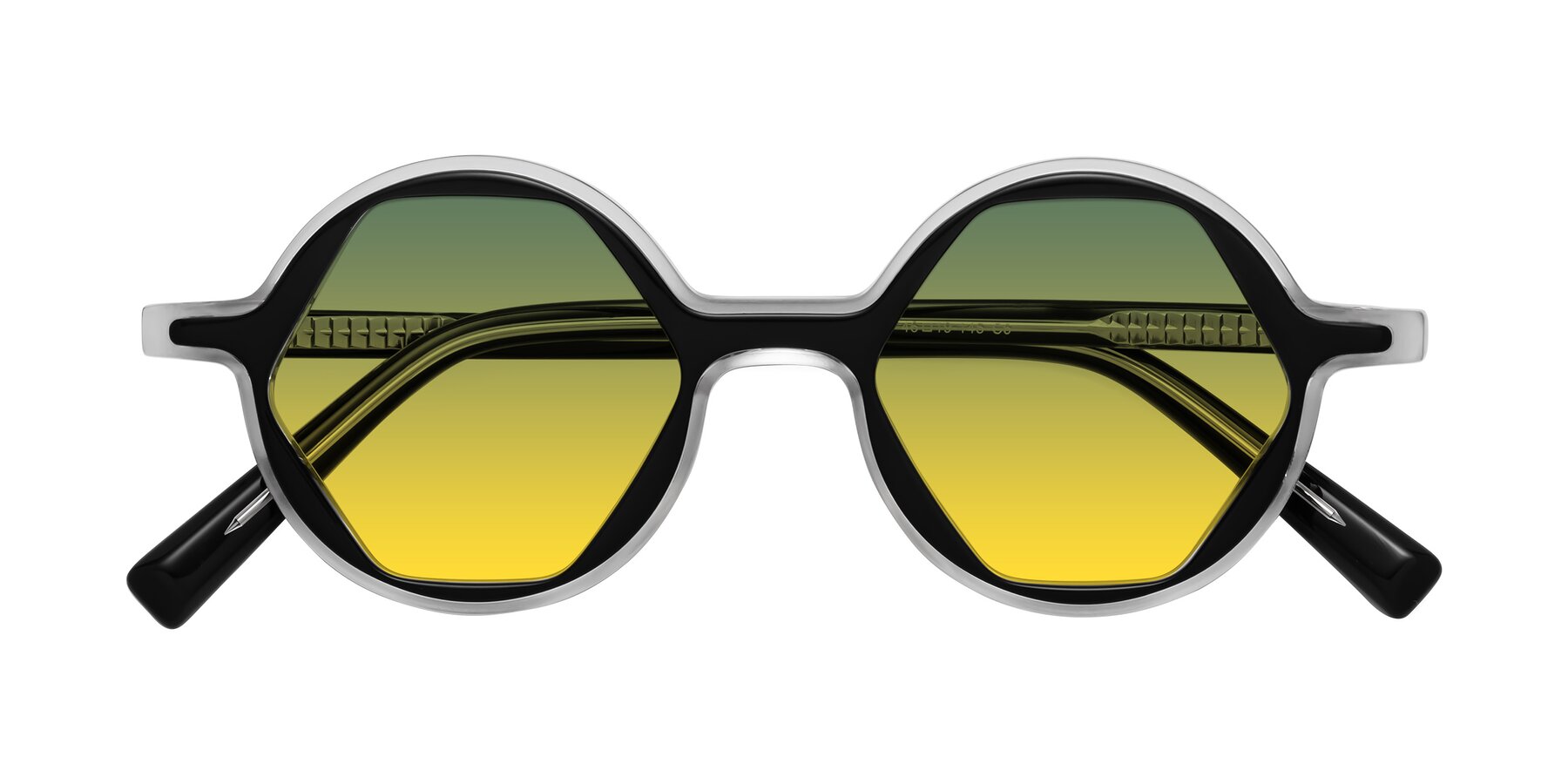 Folded Front of Alien in Black-Clear with Green / Yellow Gradient Lenses