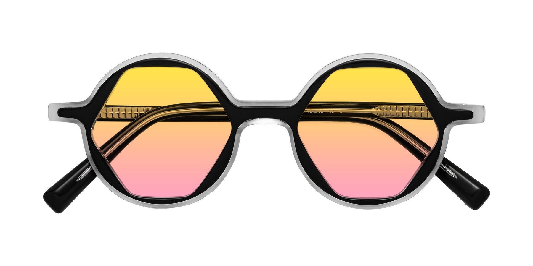 Folded Front of Alien in Black-Clear with Yellow / Pink Gradient Lenses