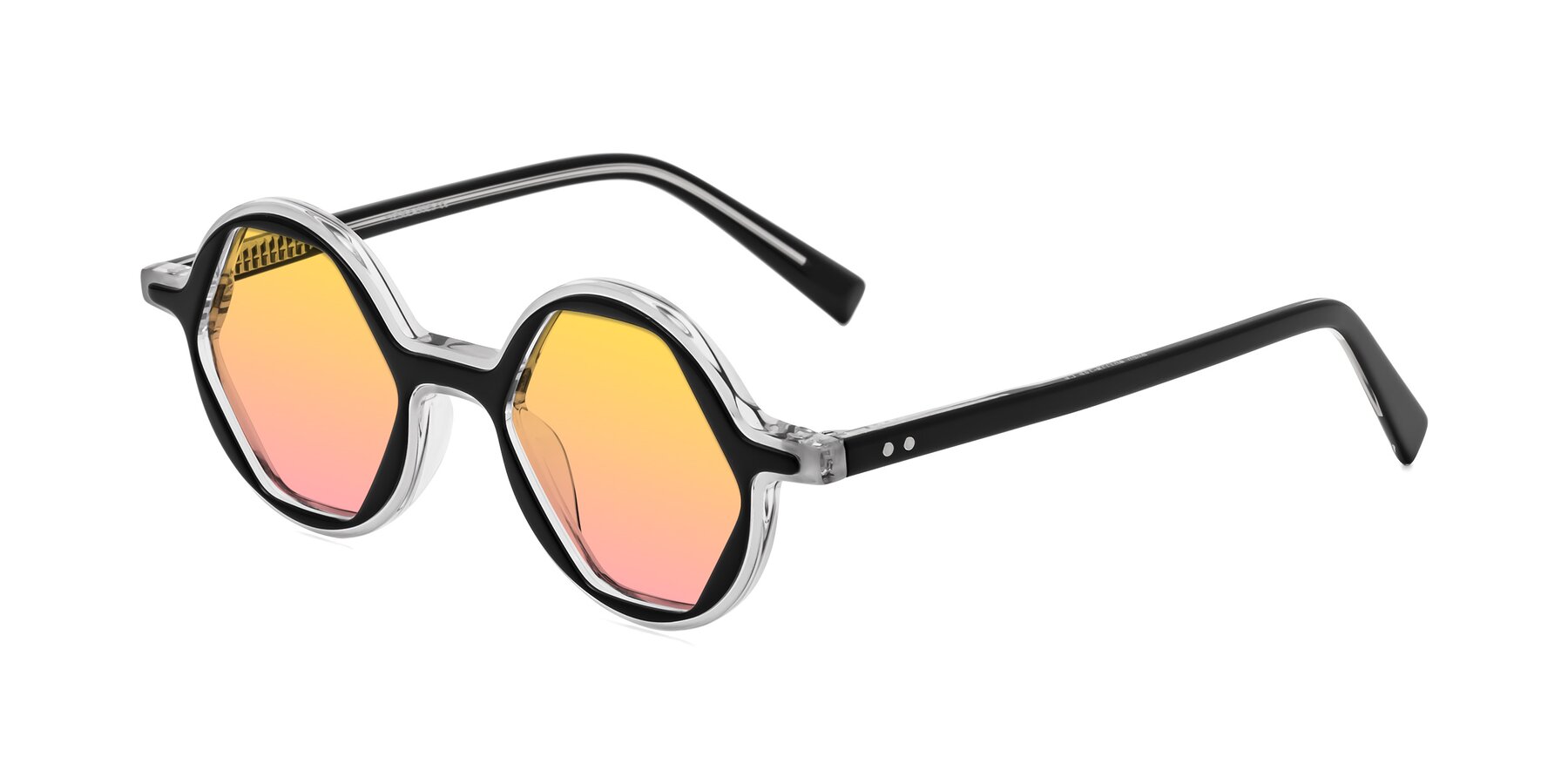 Angle of Alien in Black-Clear with Yellow / Pink Gradient Lenses