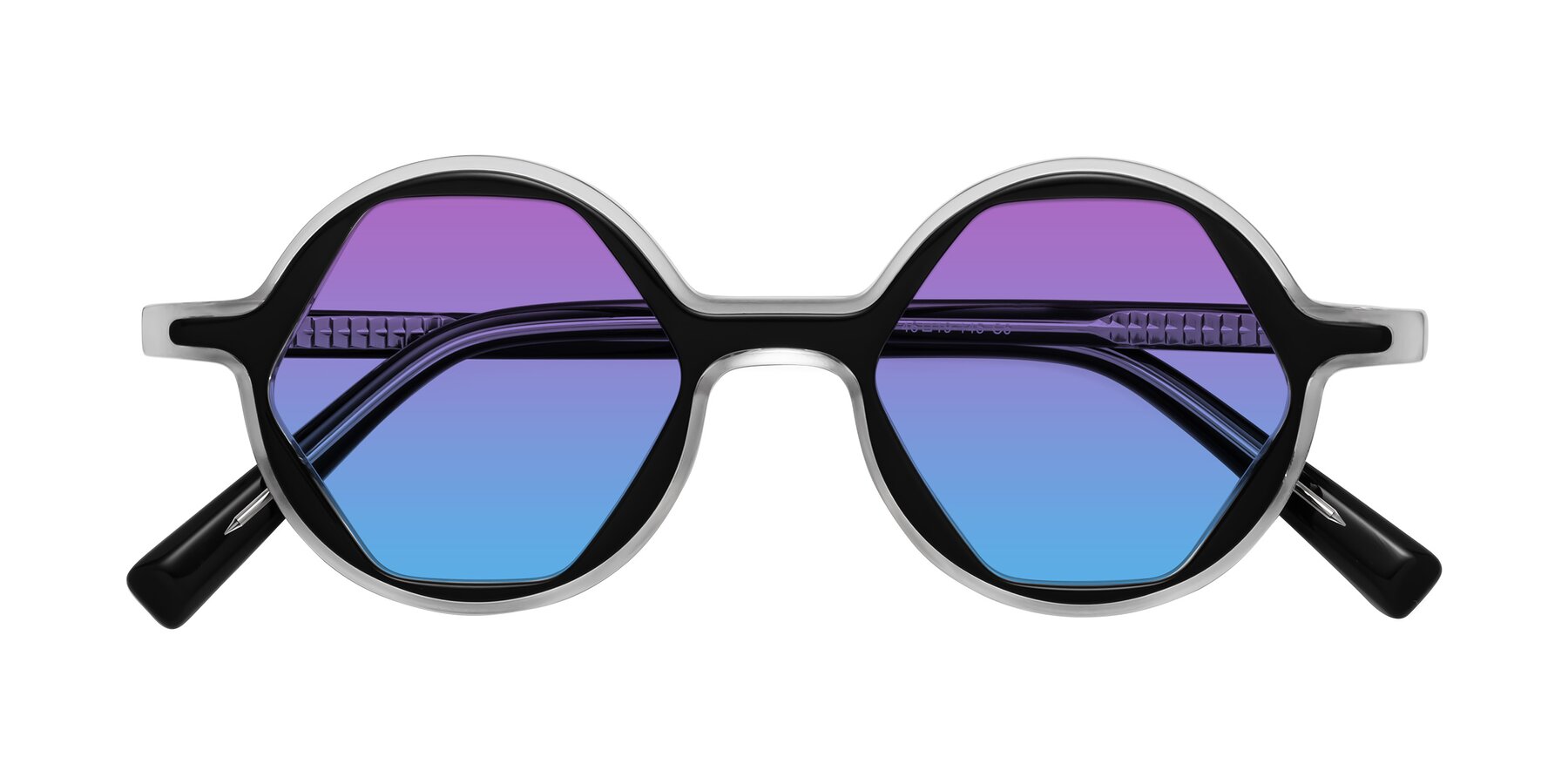 Folded Front of Alien in Black-Clear with Purple / Blue Gradient Lenses