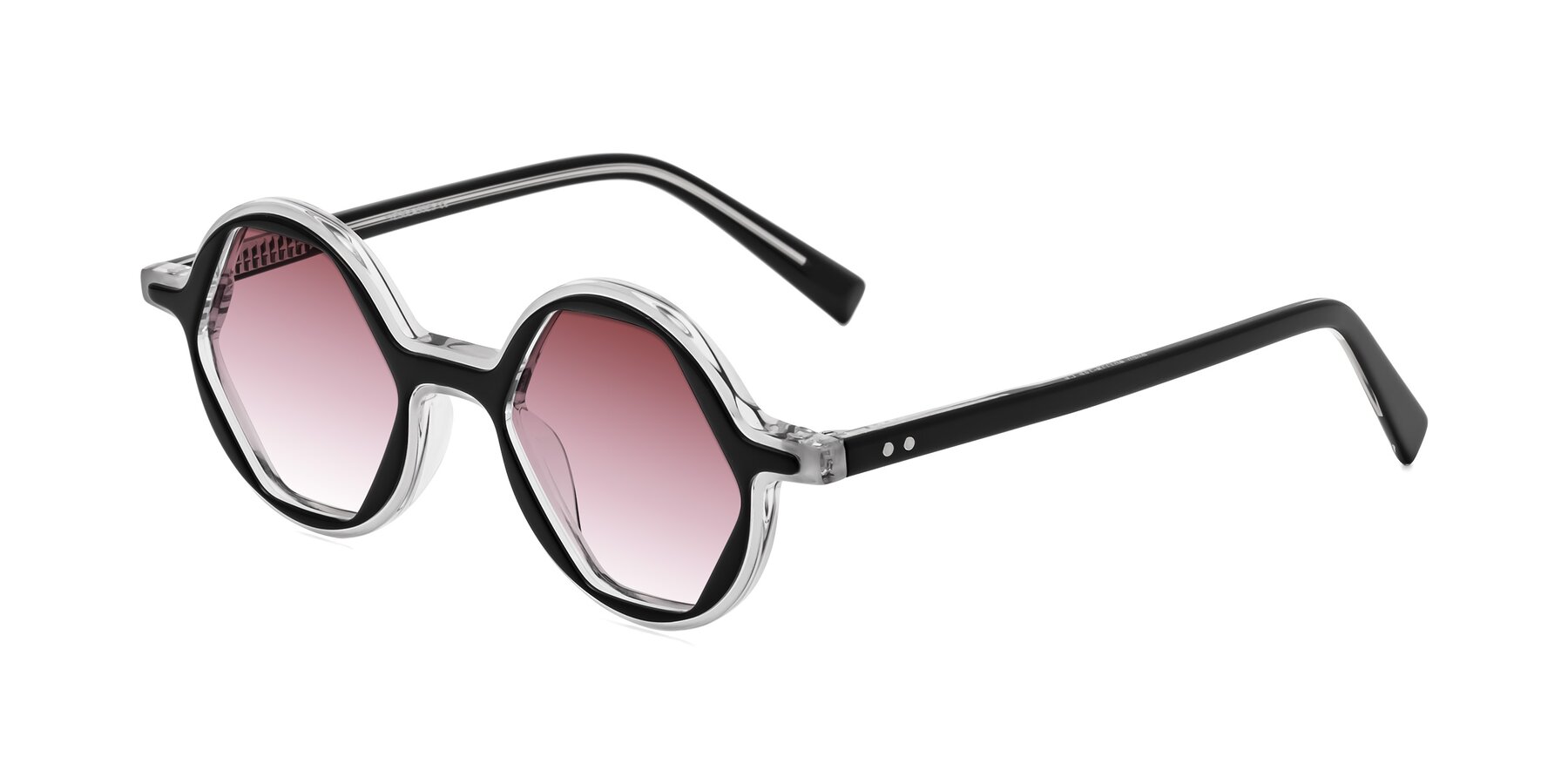 Angle of Alien in Black-Clear with Garnet Gradient Lenses