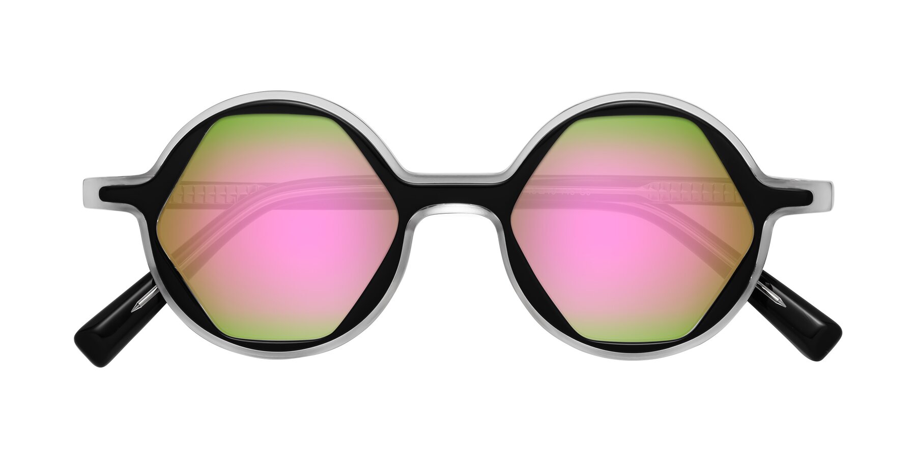 Folded Front of Alien in Black-Clear with Pink Mirrored Lenses