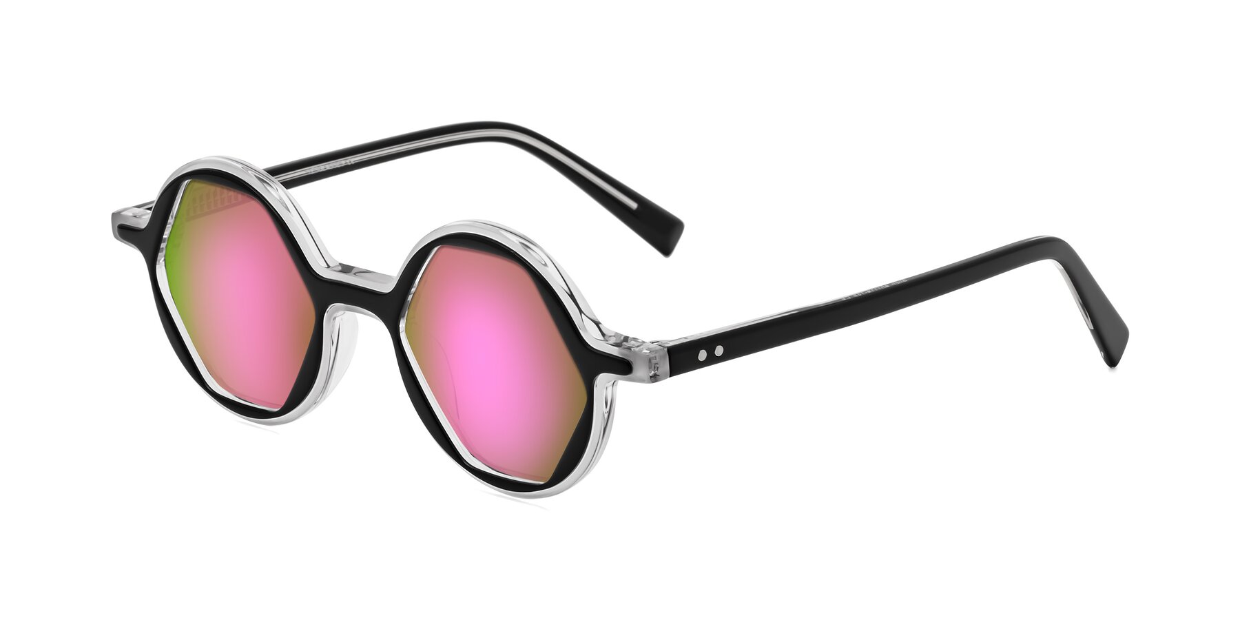 Angle of Alien in Black-Clear with Pink Mirrored Lenses