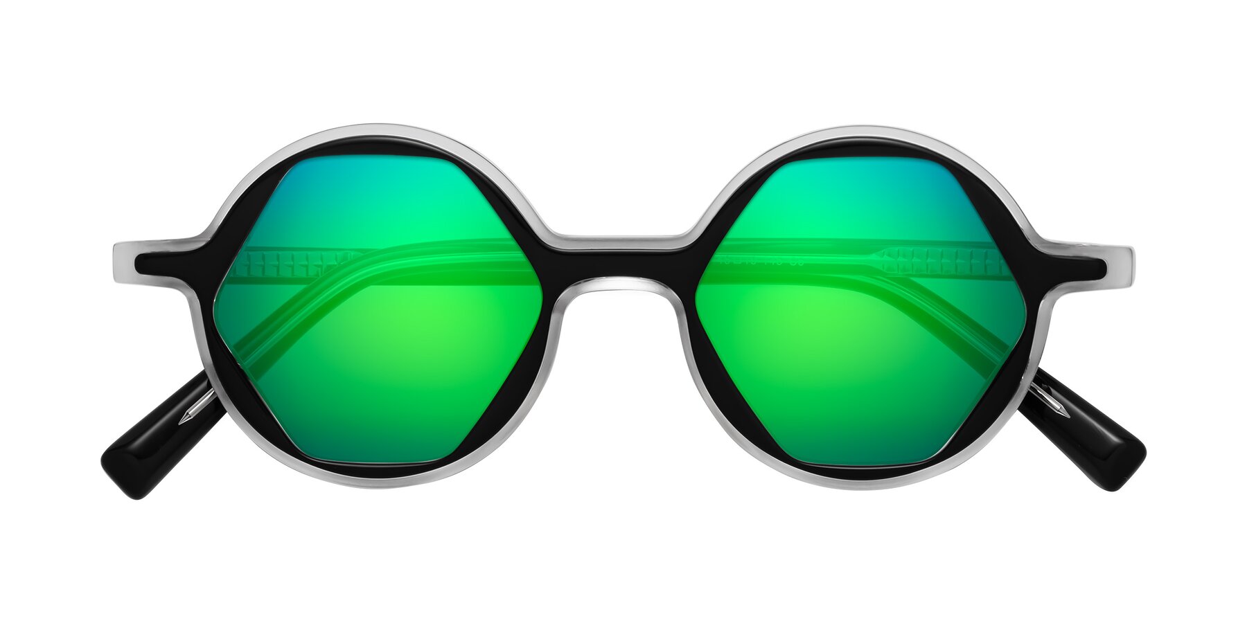 Folded Front of Alien in Black-Clear with Green Mirrored Lenses