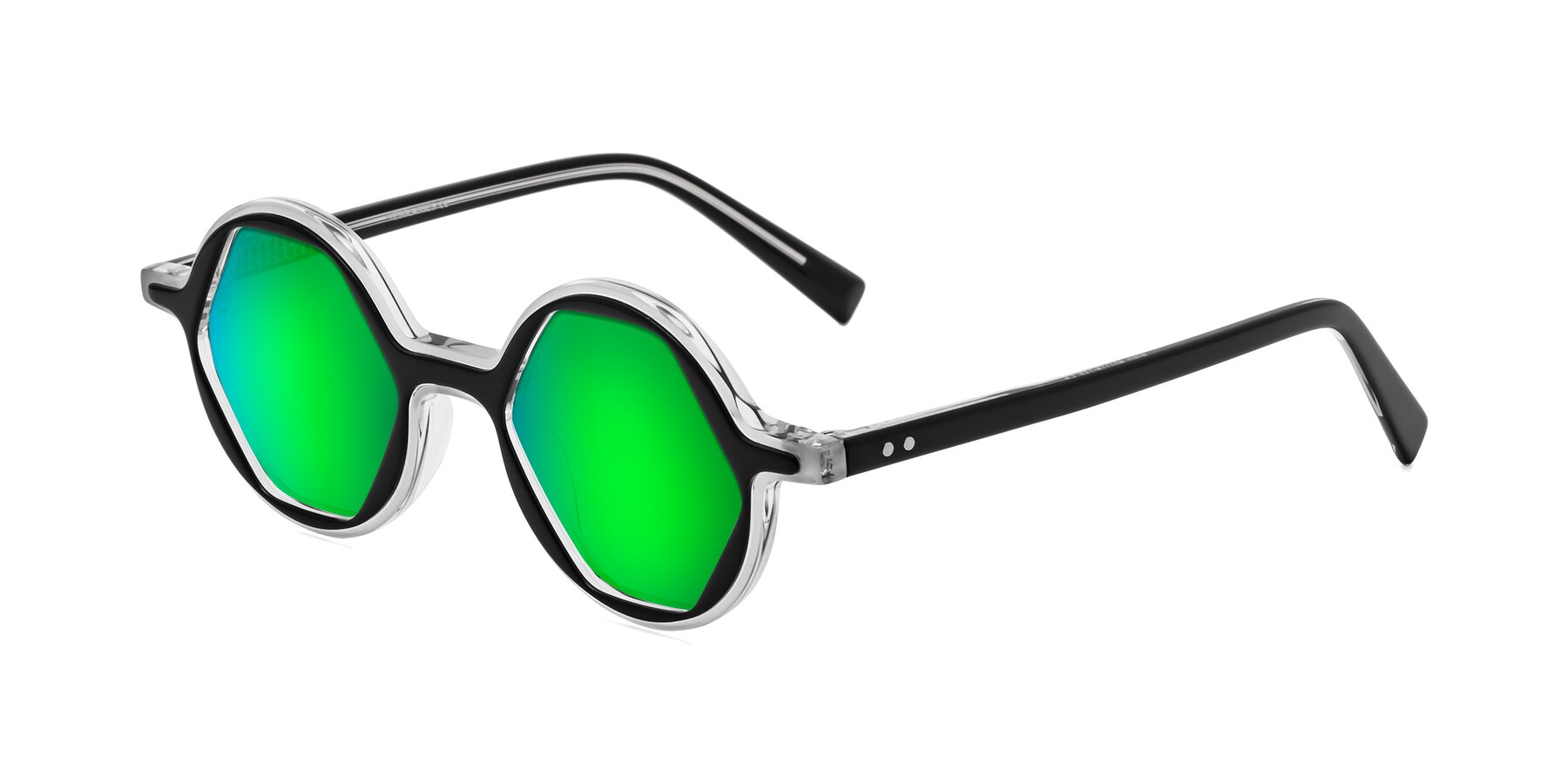 Angle of Alien in Black-Clear with Green Mirrored Lenses