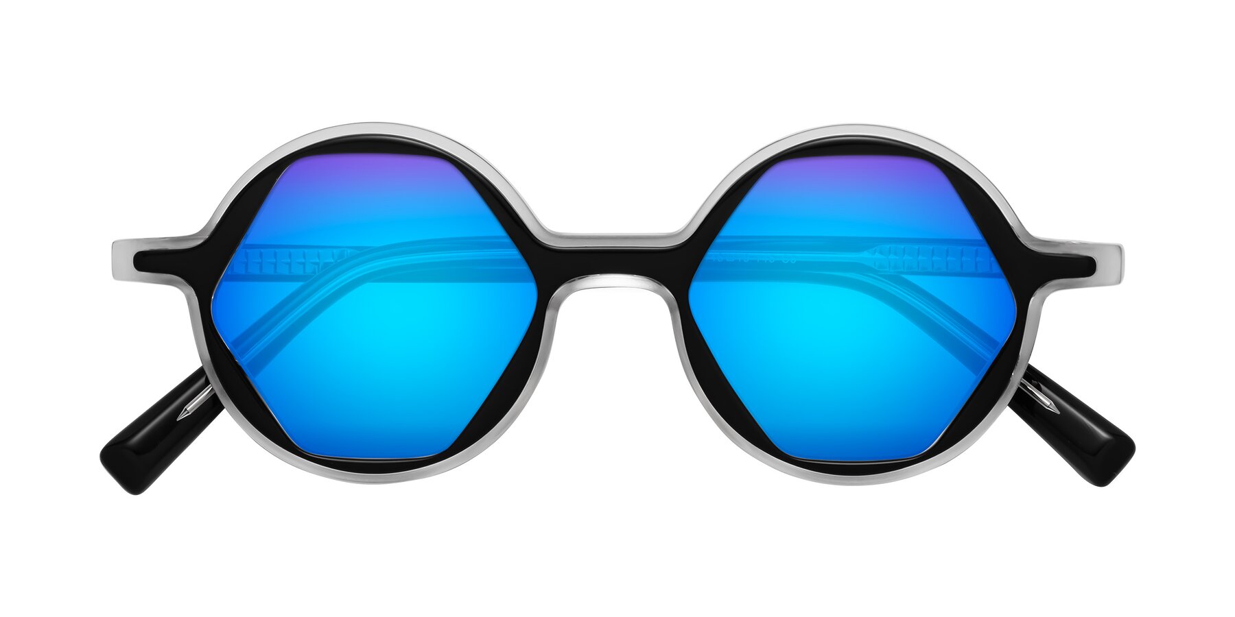 Folded Front of Alien in Black-Clear with Blue Mirrored Lenses