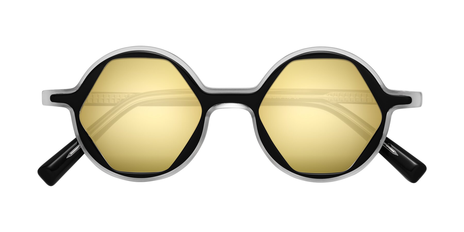 Folded Front of Alien in Black-Clear with Gold Mirrored Lenses