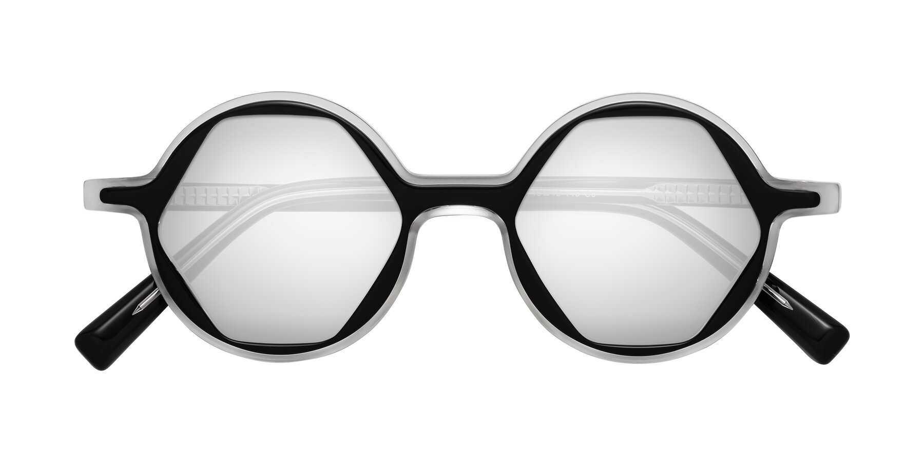 Folded Front of Alien in Black-Clear with Silver Mirrored Lenses