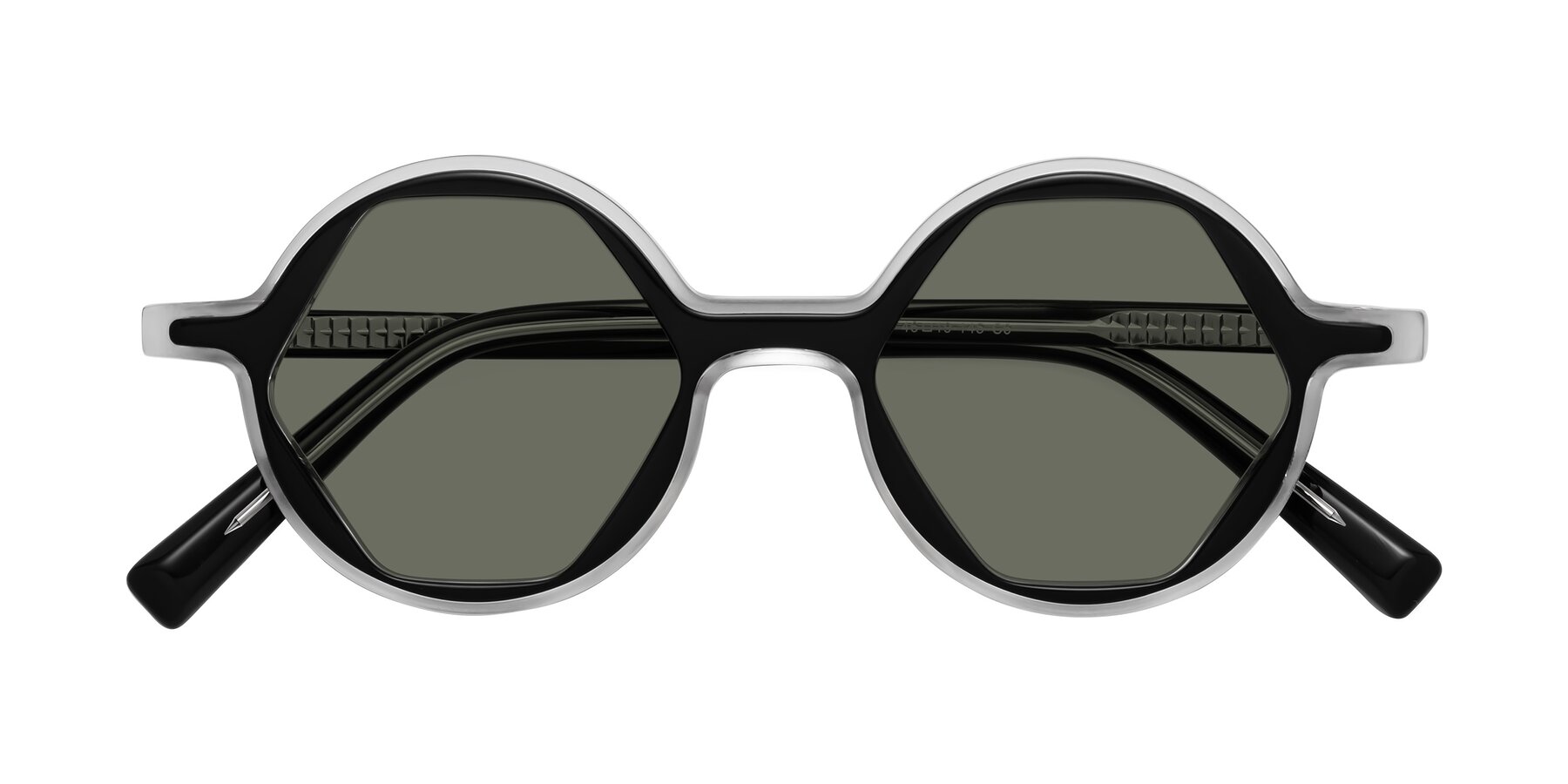 Folded Front of Alien in Black-Clear with Gray Polarized Lenses