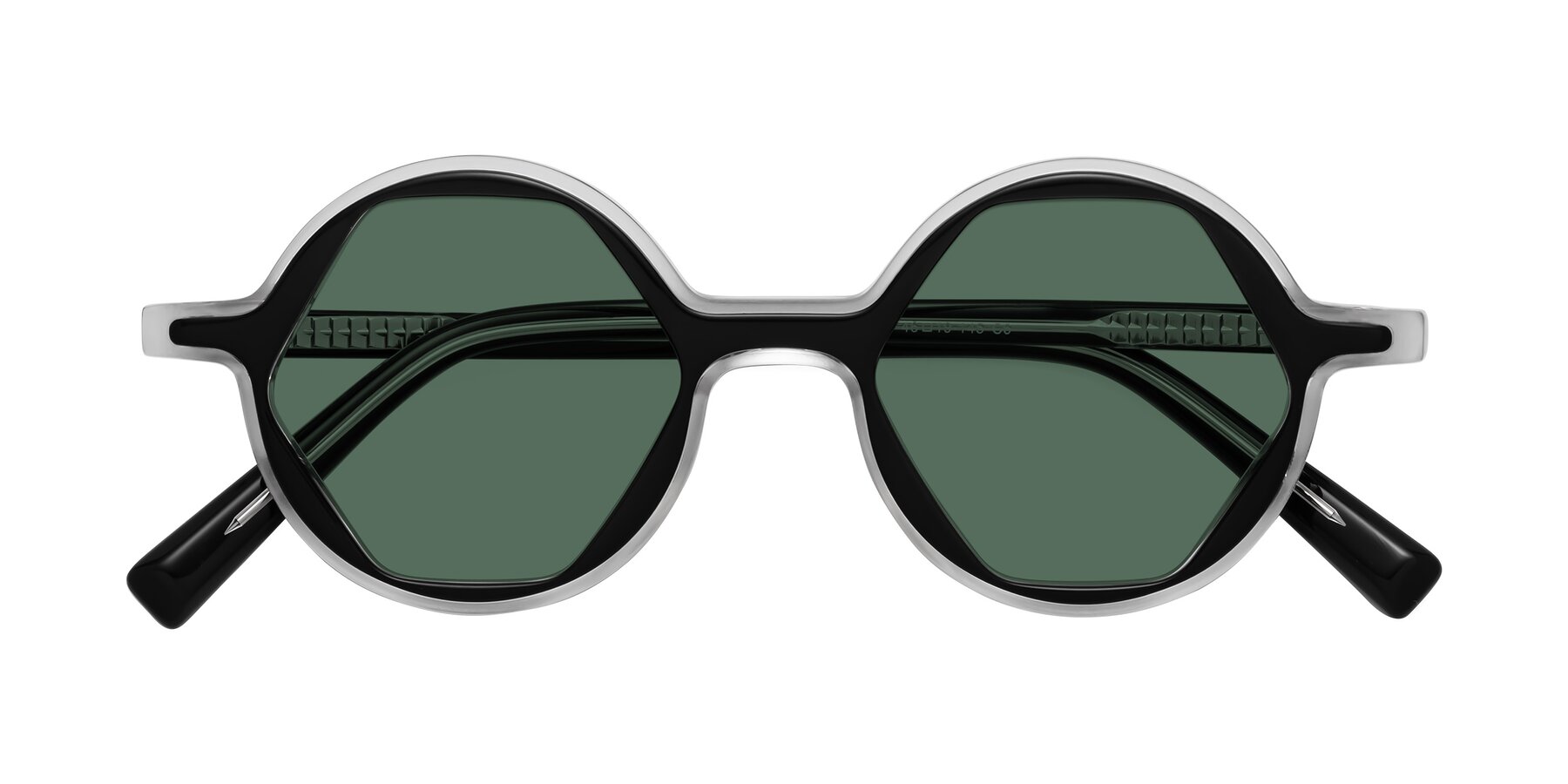 Folded Front of Alien in Black-Clear with Green Polarized Lenses