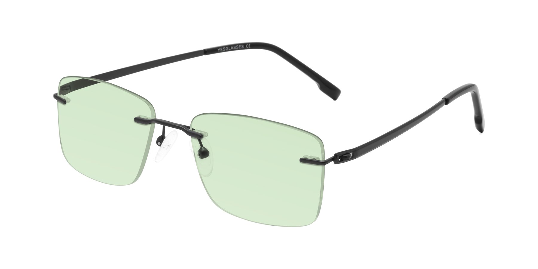 Angle of Yam in Matte Black with Light Green Tinted Lenses