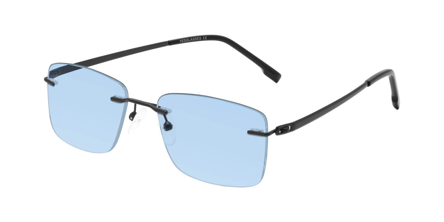 Angle of Yam in Matte Black with Light Blue Tinted Lenses