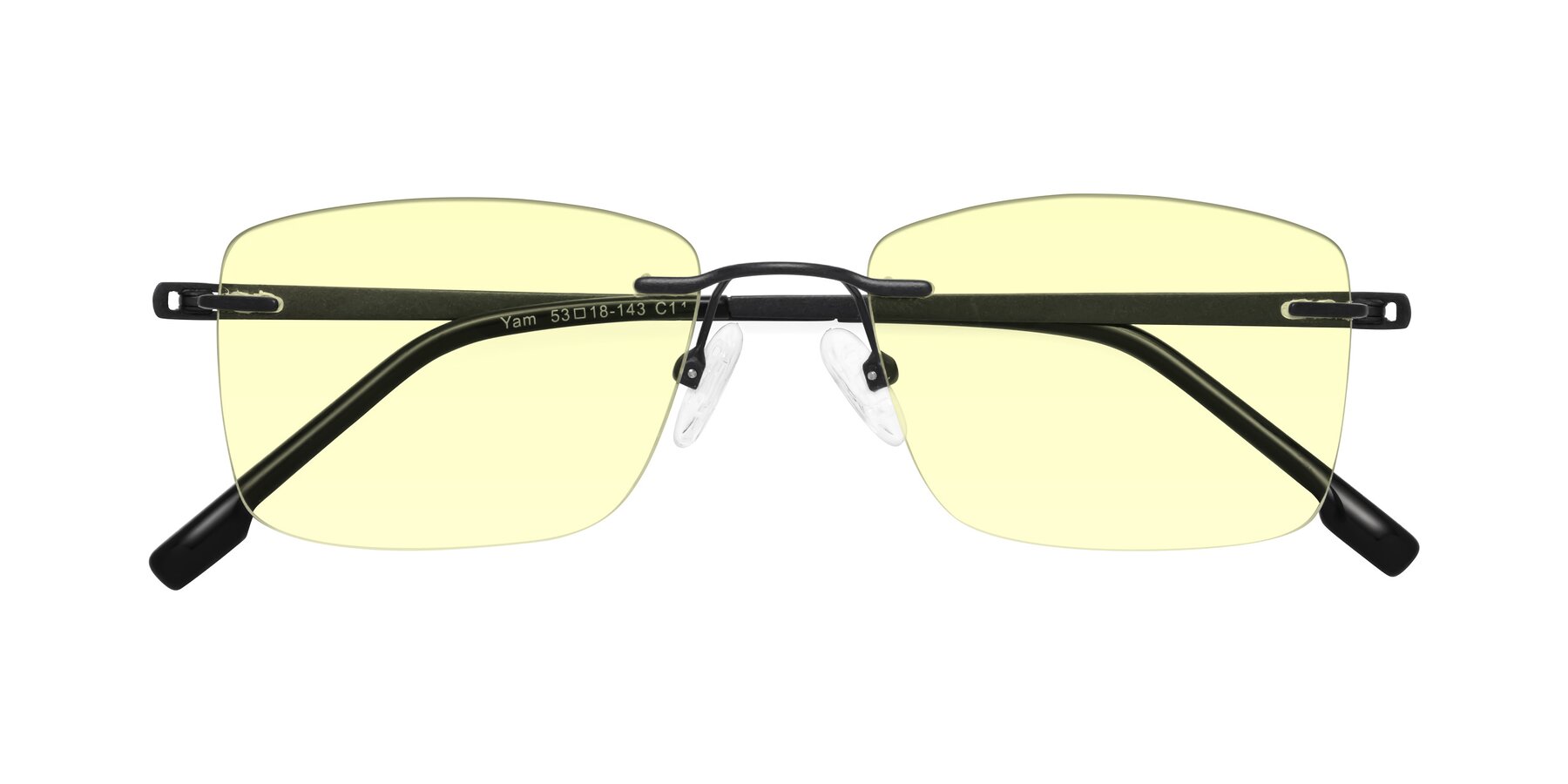 Folded Front of Yam in Matte Black with Light Yellow Tinted Lenses