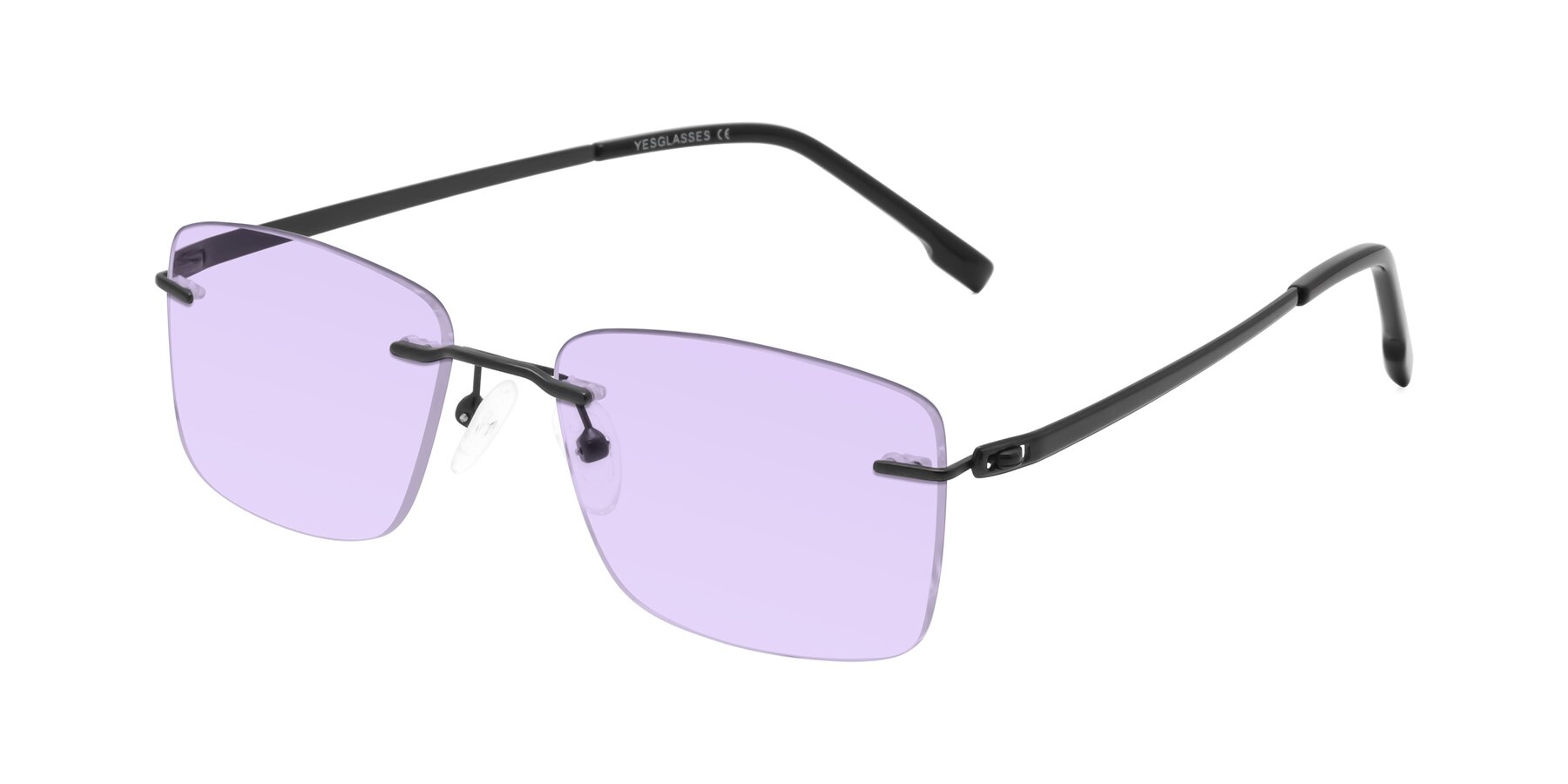 Angle of Yam in Matte Black with Light Purple Tinted Lenses