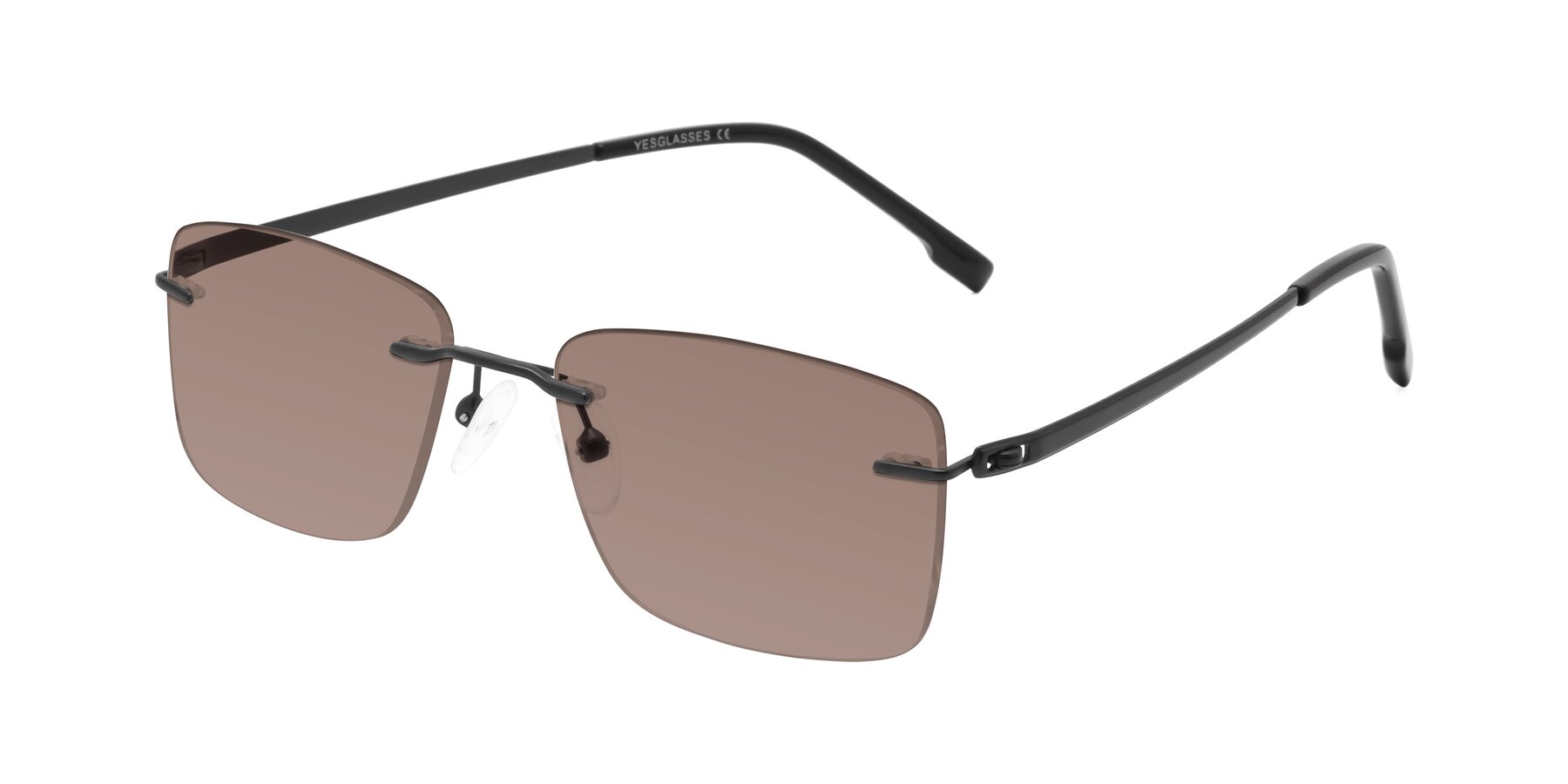 Angle of Yam in Matte Black with Medium Brown Tinted Lenses