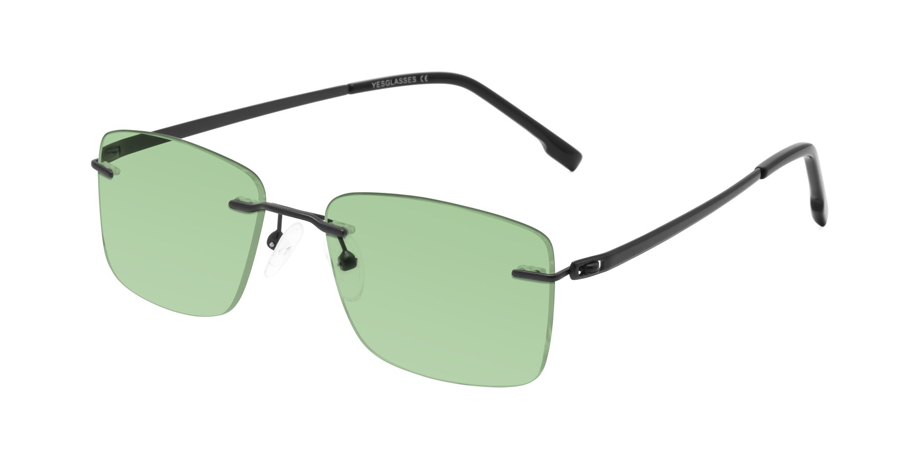 Angle of Yam in Matte Black with Medium Green Tinted Lenses