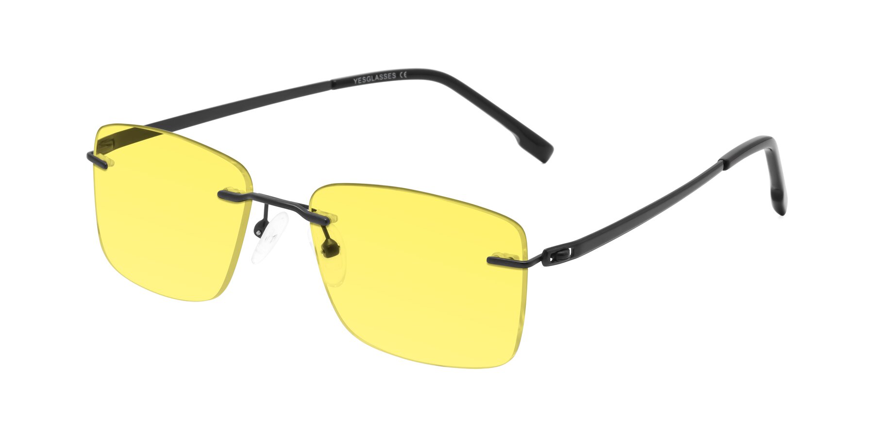 Angle of Yam in Matte Black with Medium Yellow Tinted Lenses