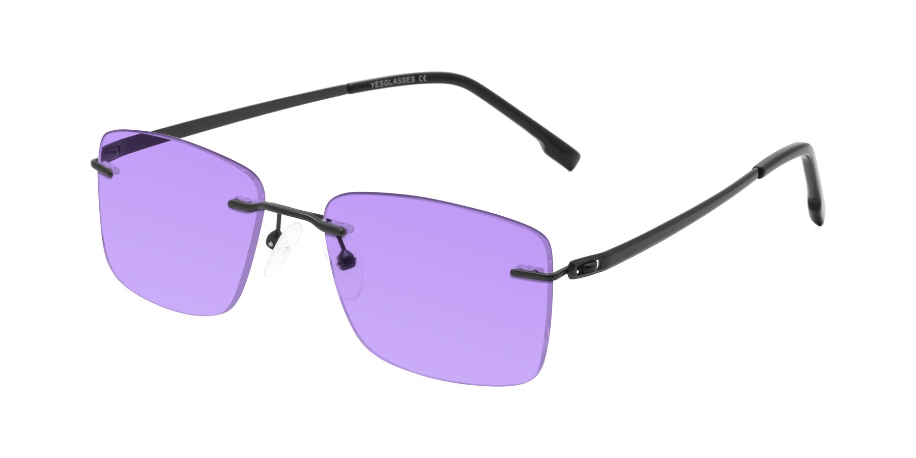 Angle of Yam in Matte Black with Medium Purple Tinted Lenses