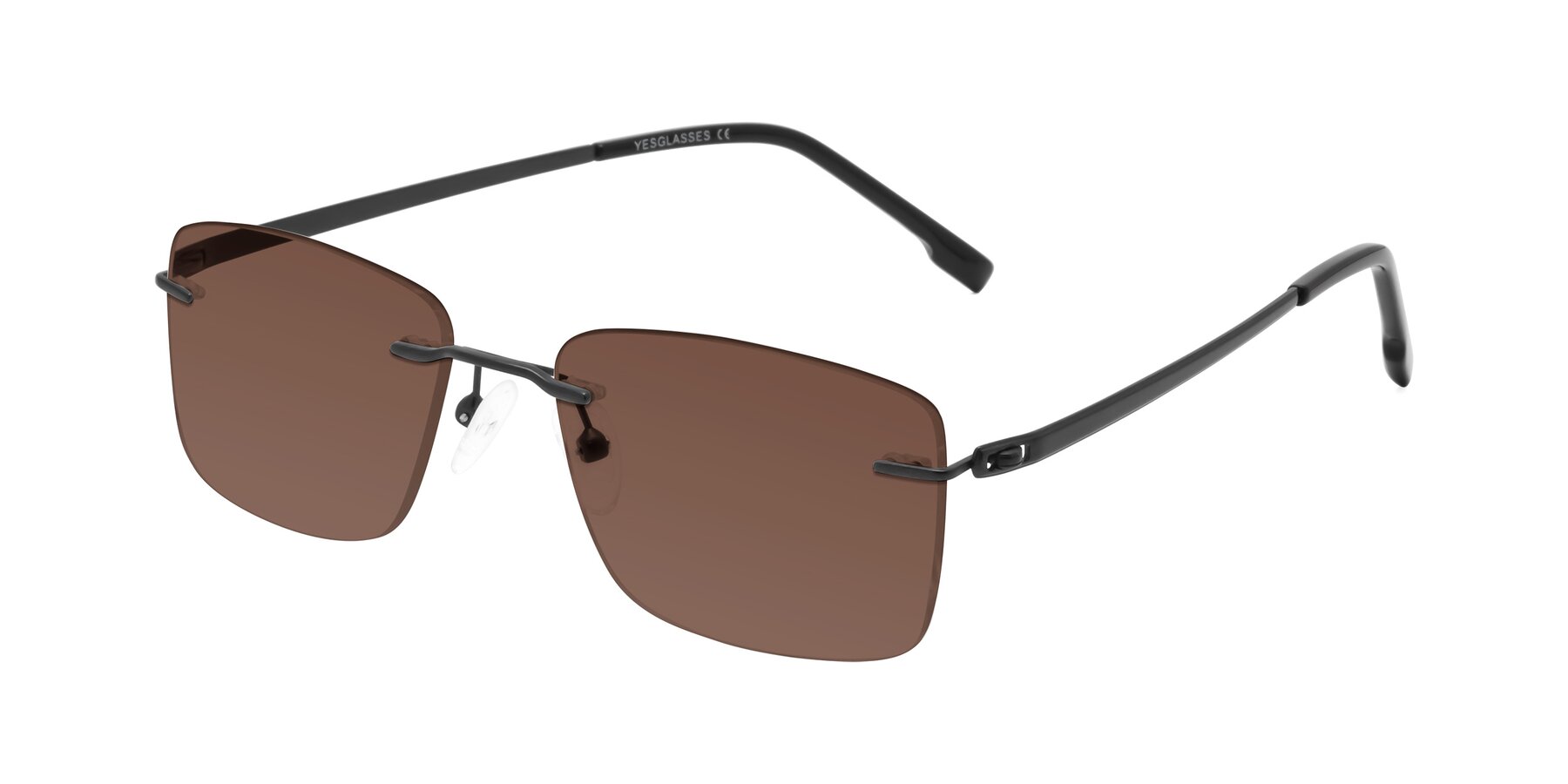 Angle of Yam in Matte Black with Brown Tinted Lenses