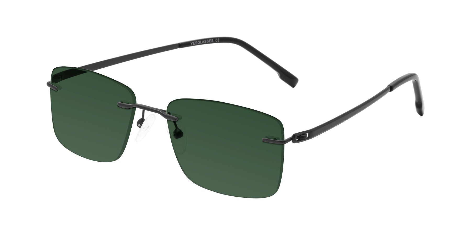 Angle of Yam in Matte Black with Green Tinted Lenses