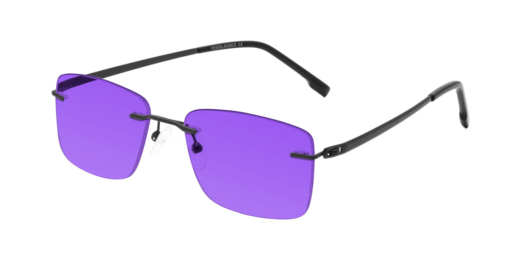 Angle of Yam in Matte Black with Purple Tinted Lenses