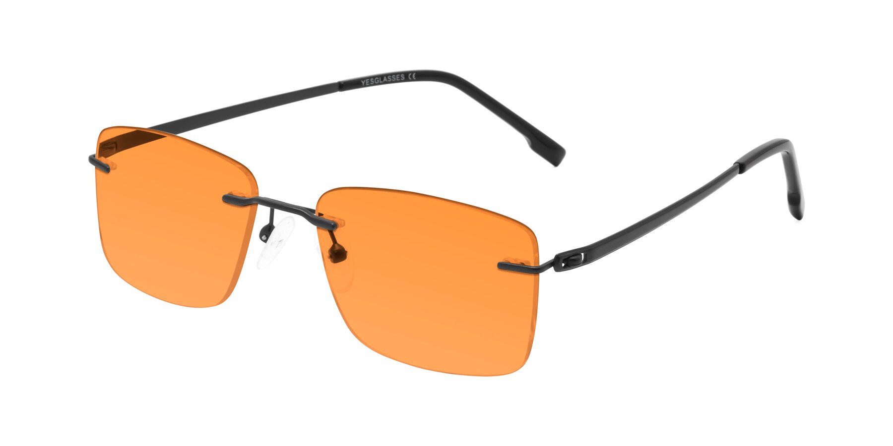 Angle of Yam in Matte Black with Orange Tinted Lenses