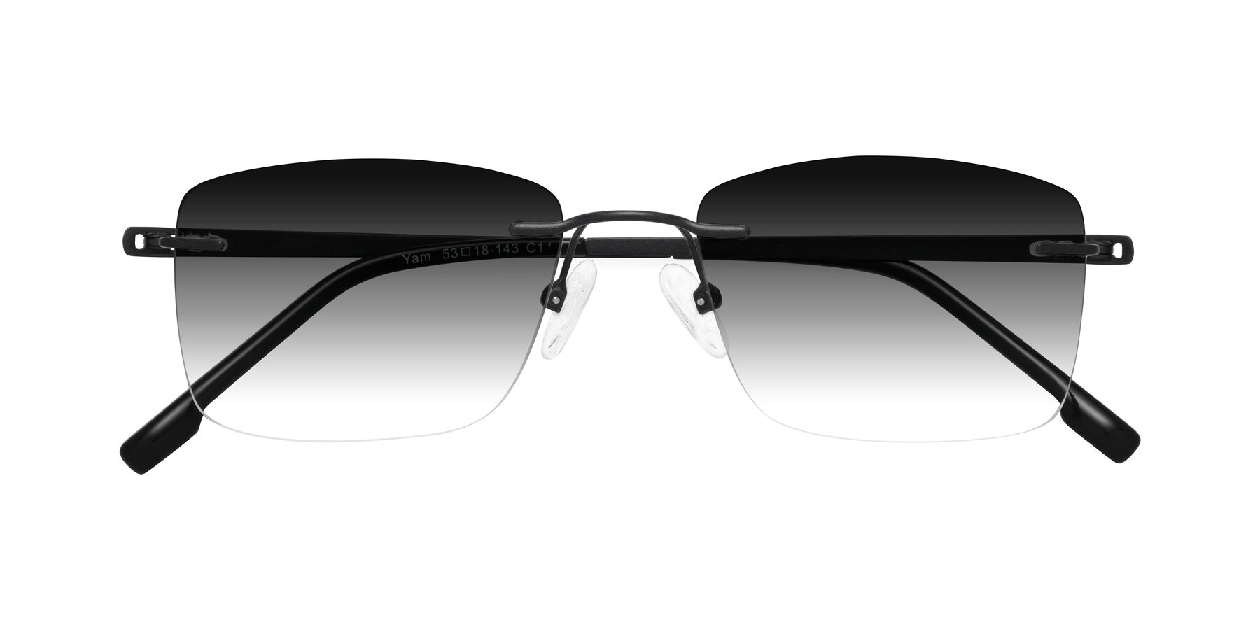 Folded Front of Yam in Matte Black with Gray Gradient Lenses