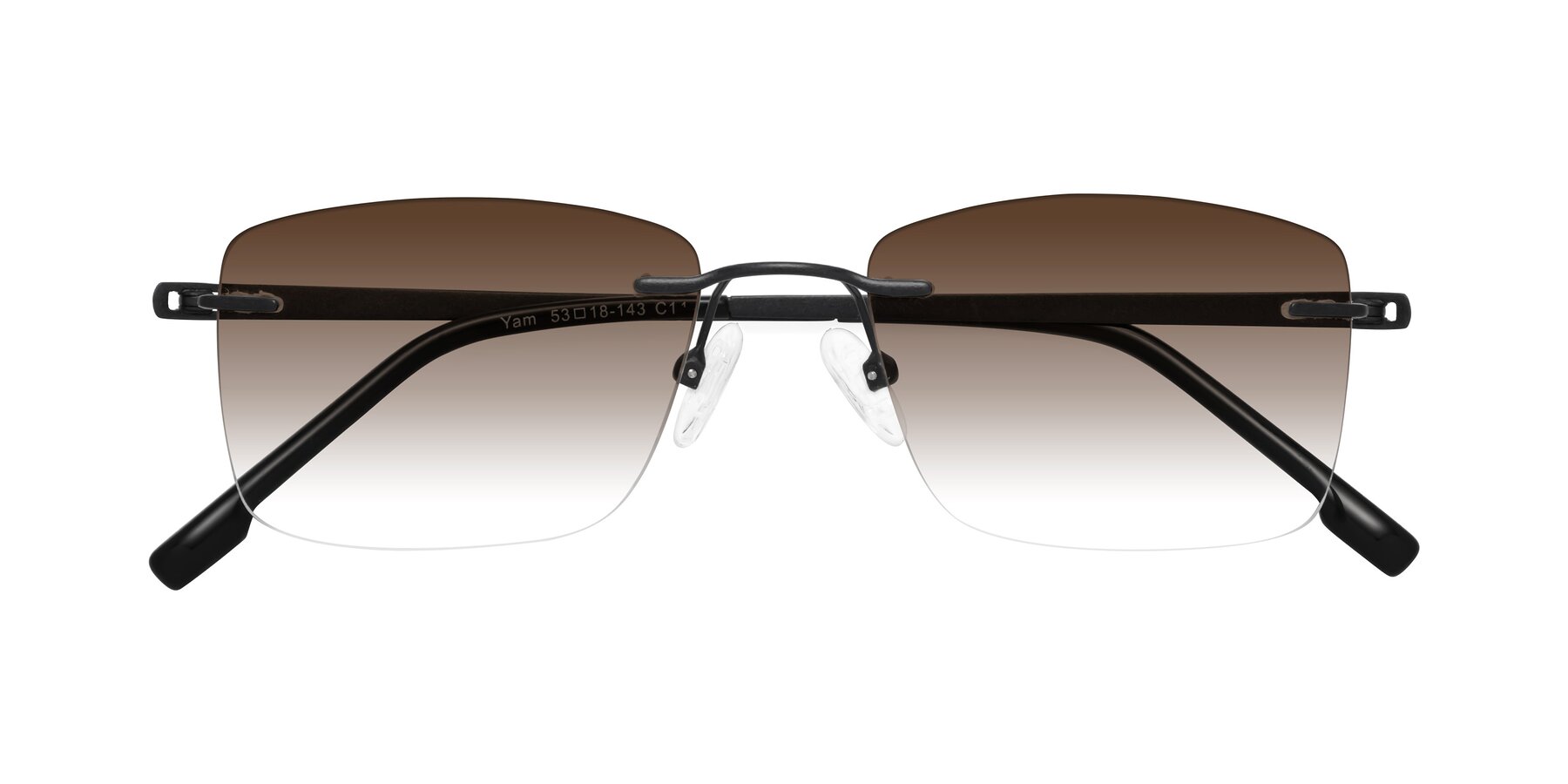 Folded Front of Yam in Matte Black with Brown Gradient Lenses