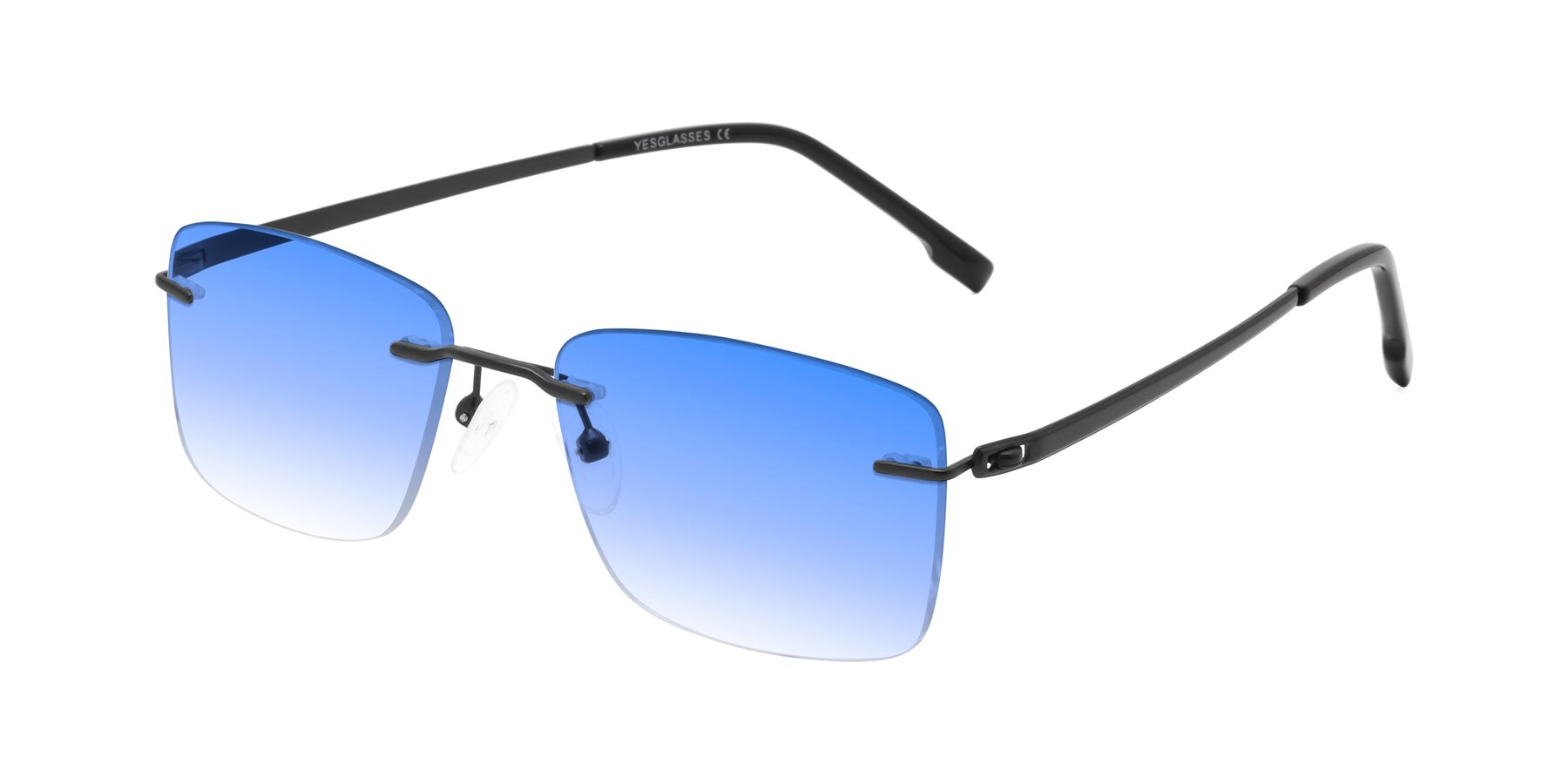 Angle of Yam in Matte Black with Blue Gradient Lenses