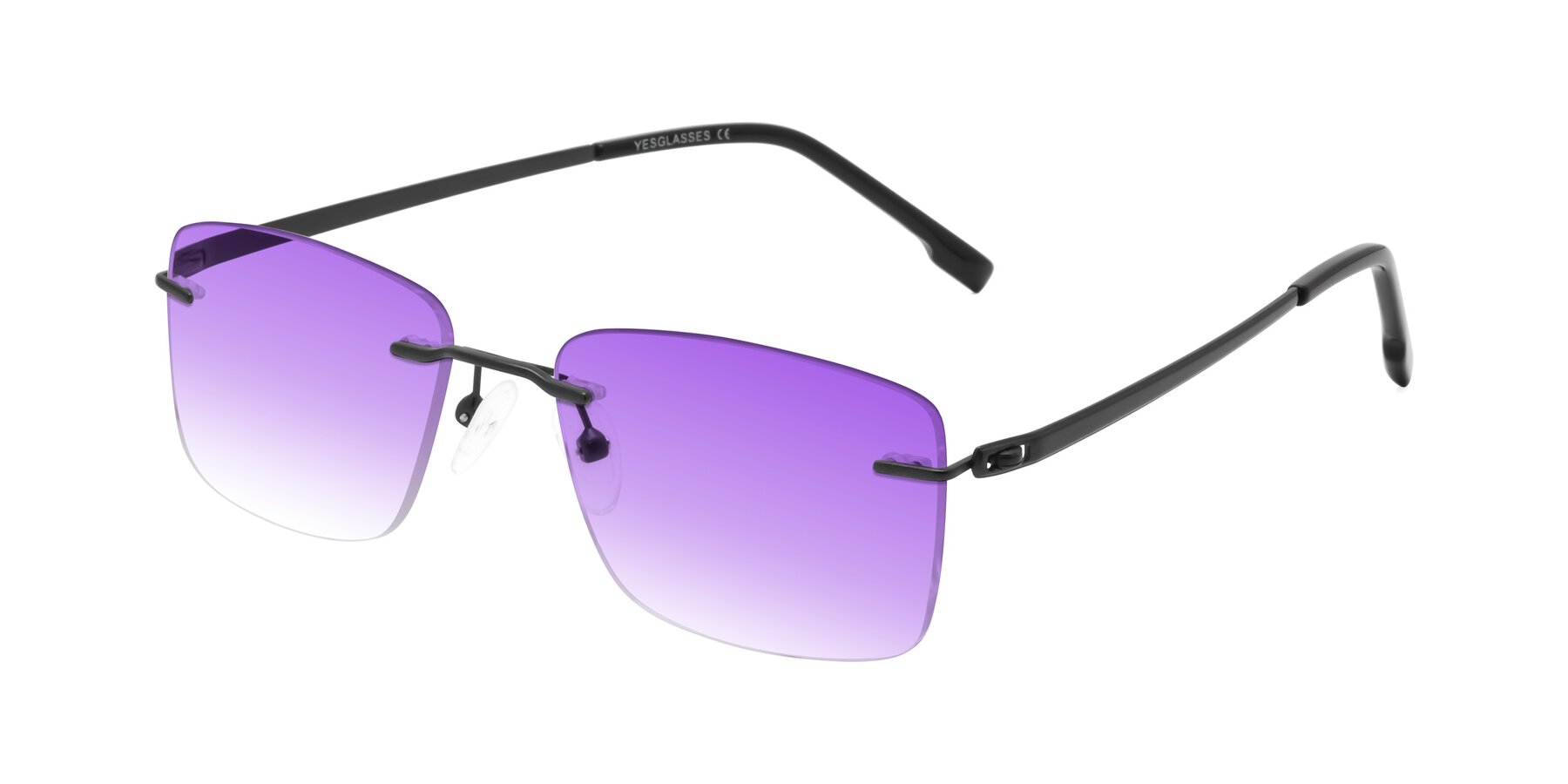 Angle of Yam in Matte Black with Purple Gradient Lenses