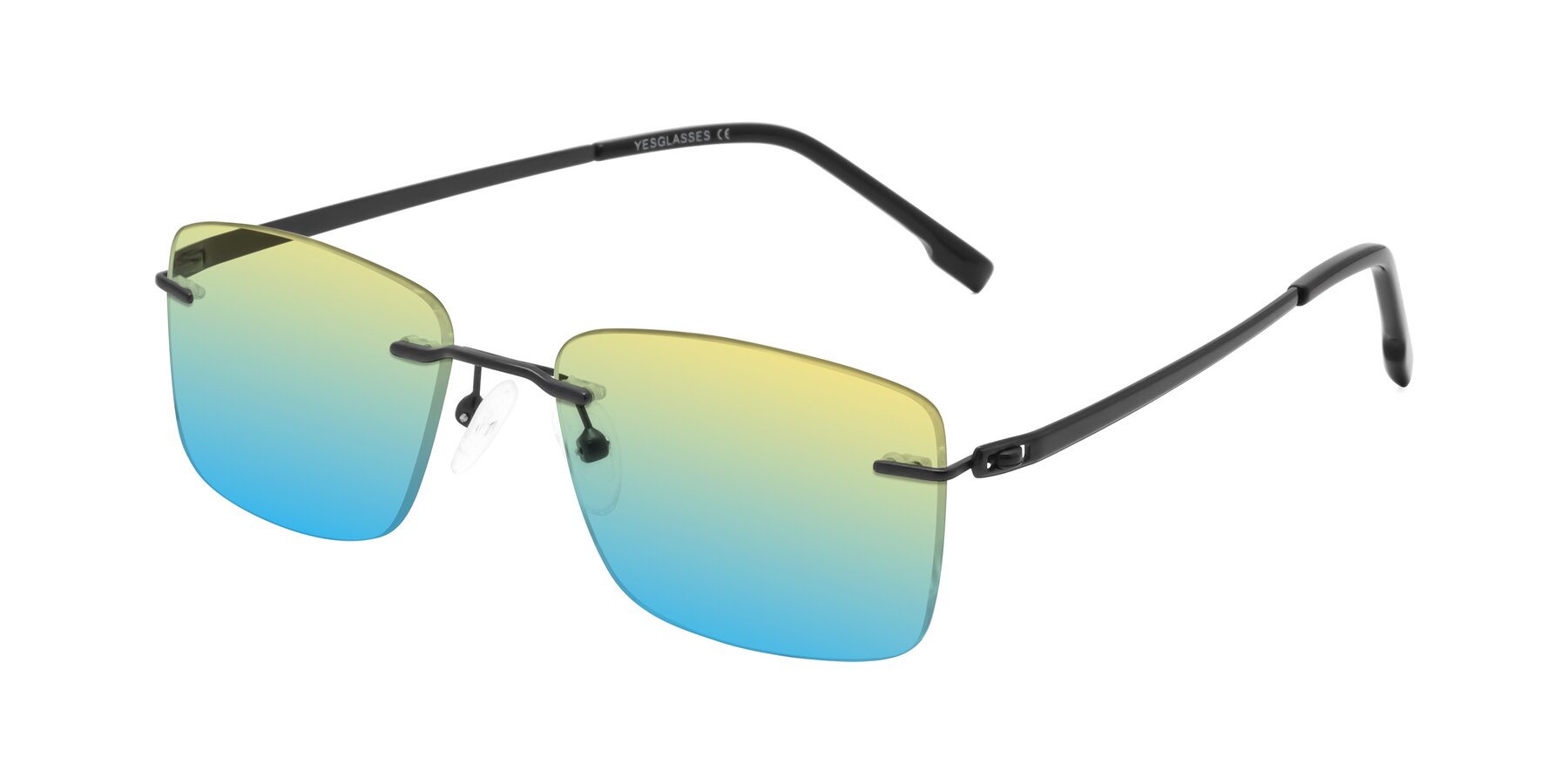 Angle of Yam in Matte Black with Yellow / Blue Gradient Lenses