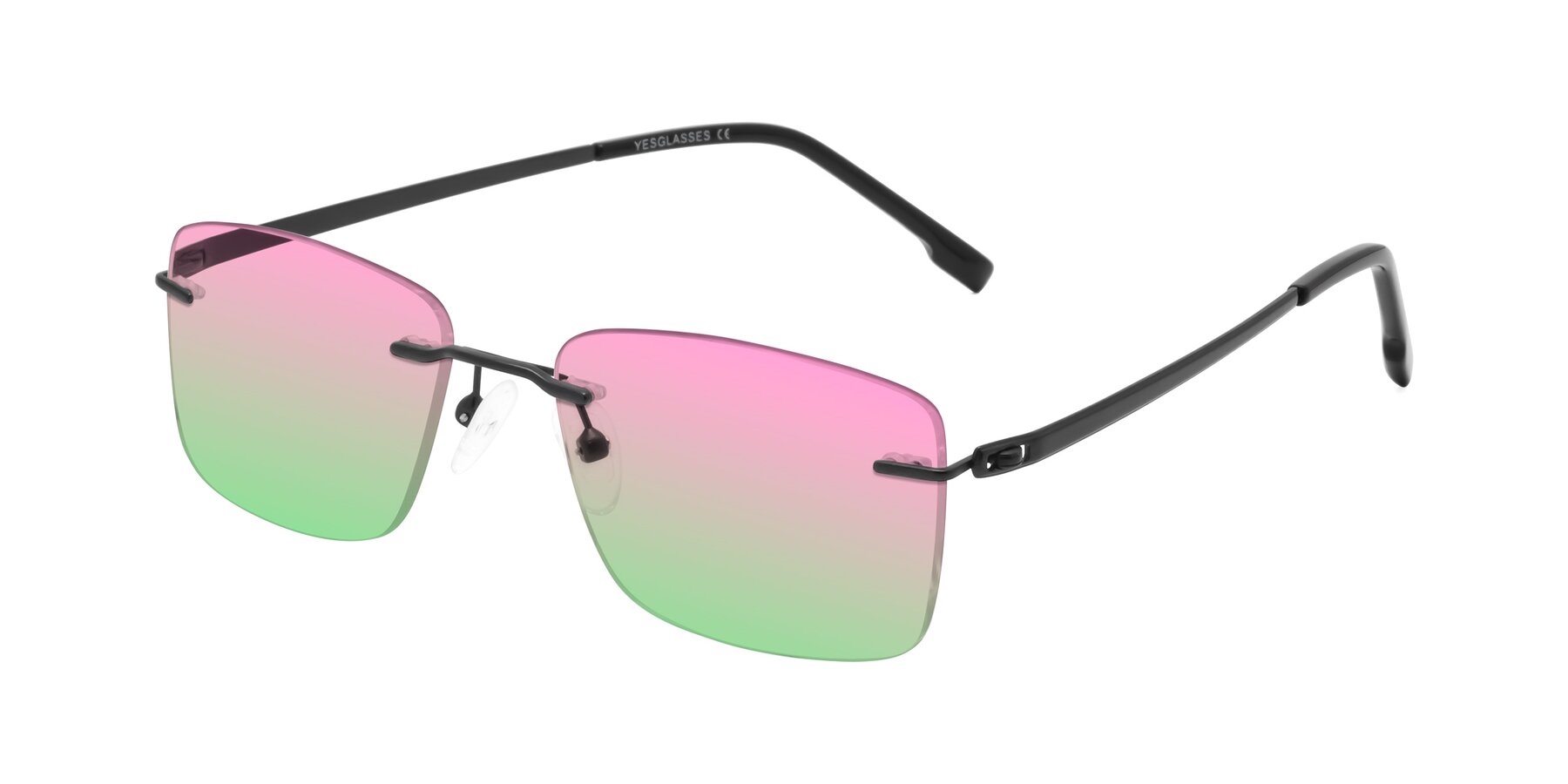 Angle of Yam in Matte Black with Pink / Green Gradient Lenses