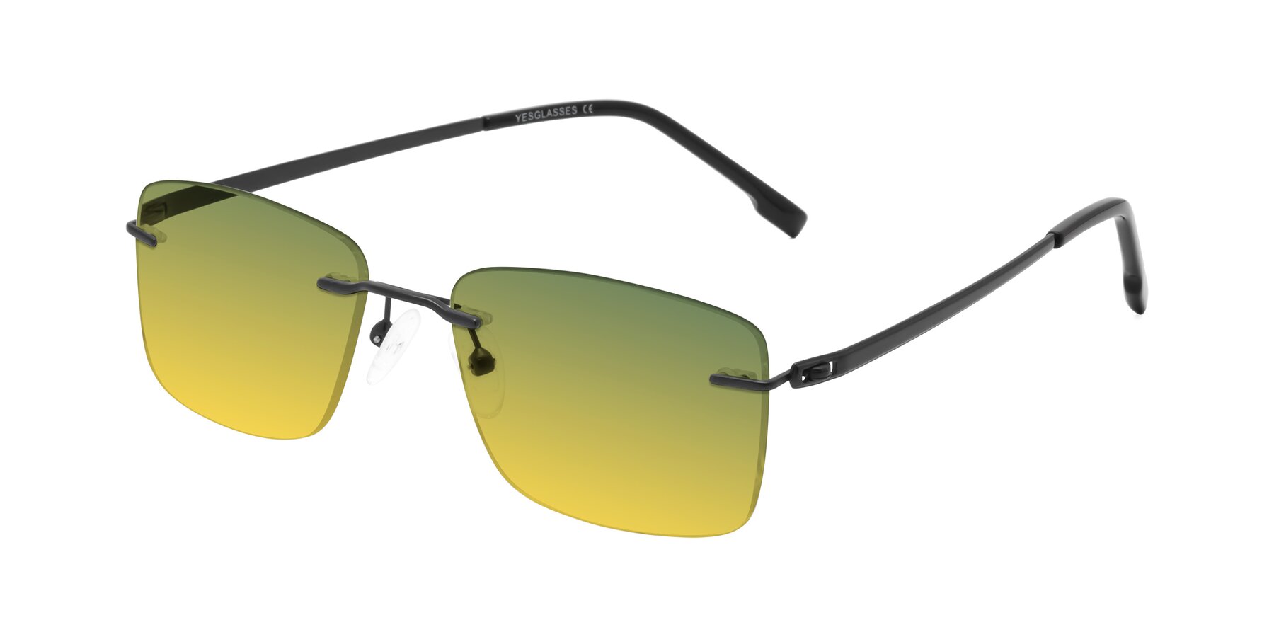 Angle of Yam in Matte Black with Green / Yellow Gradient Lenses