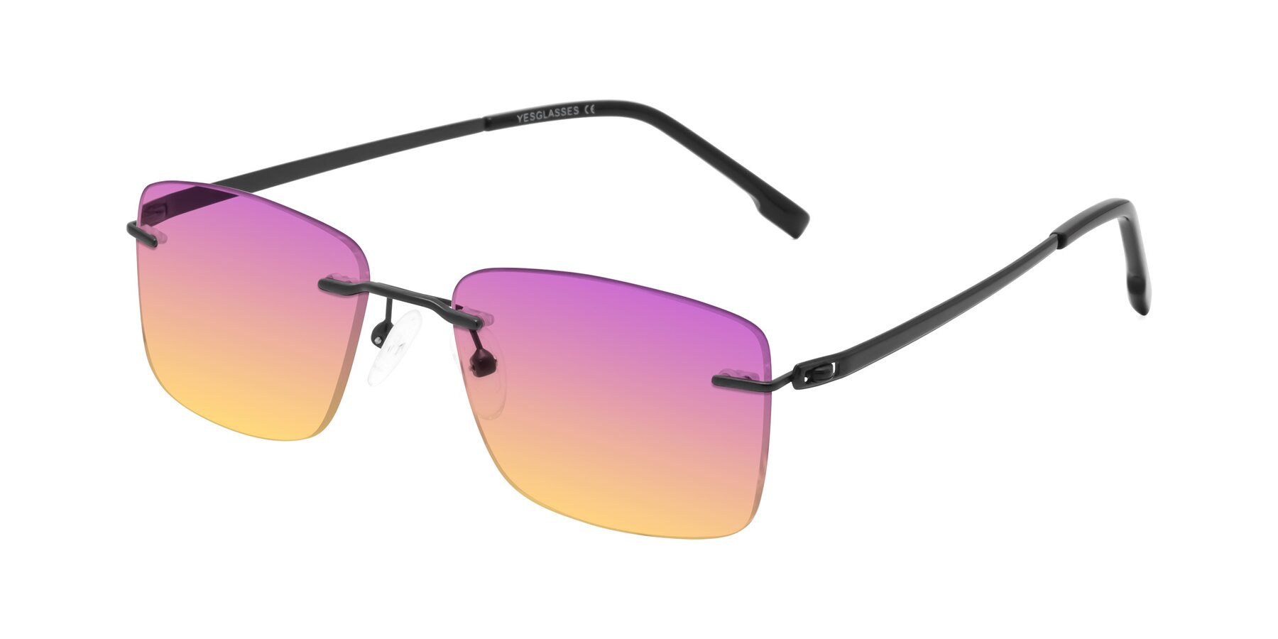 Angle of Yam in Matte Black with Purple / Yellow Gradient Lenses