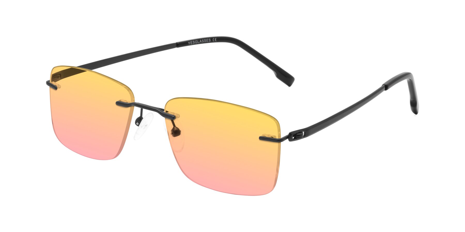 Angle of Yam in Matte Black with Yellow / Pink Gradient Lenses