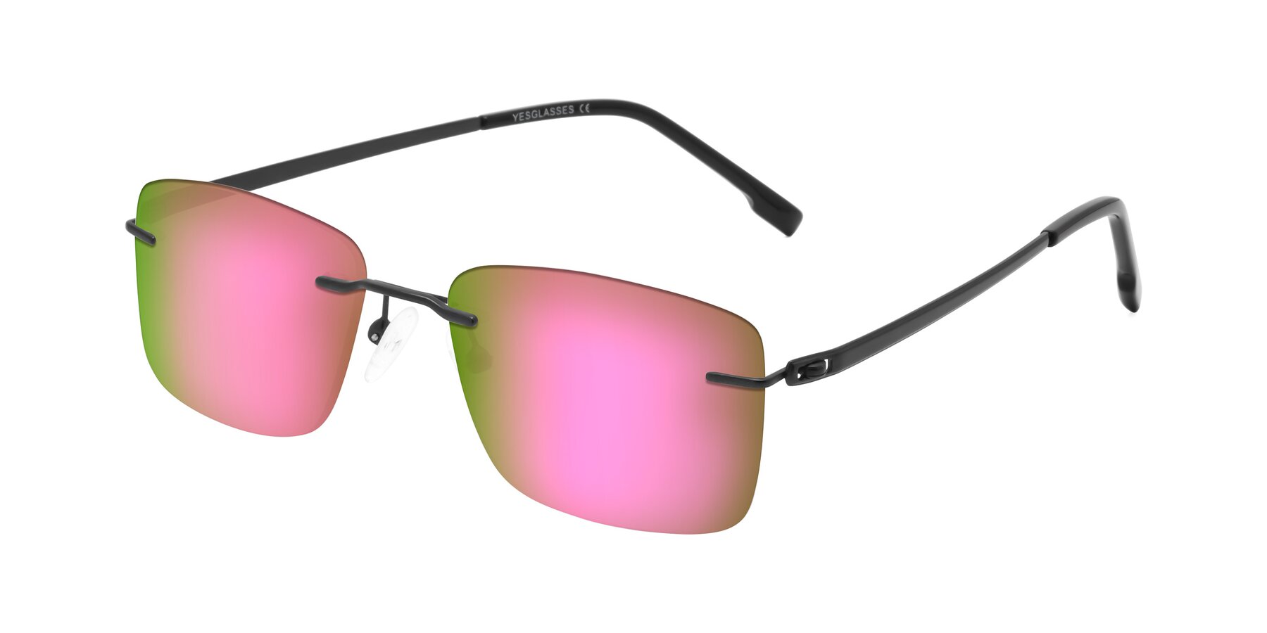 Angle of Yam in Matte Black with Pink Mirrored Lenses