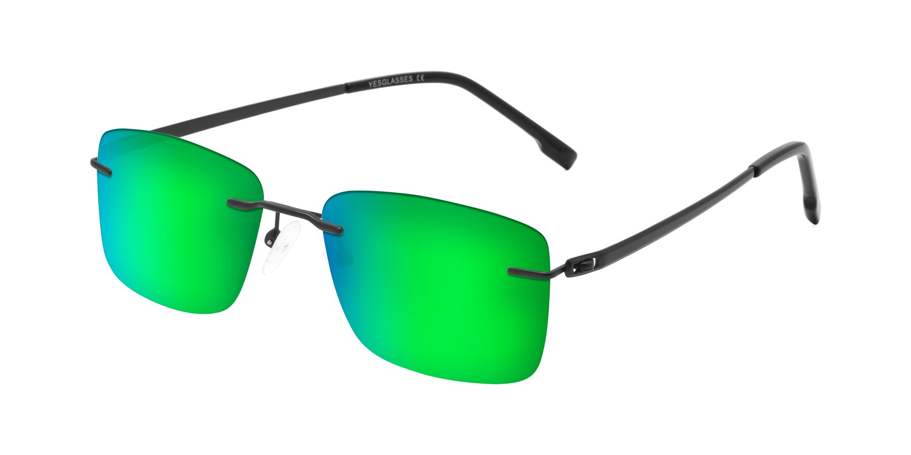 Angle of Yam in Matte Black with Green Mirrored Lenses