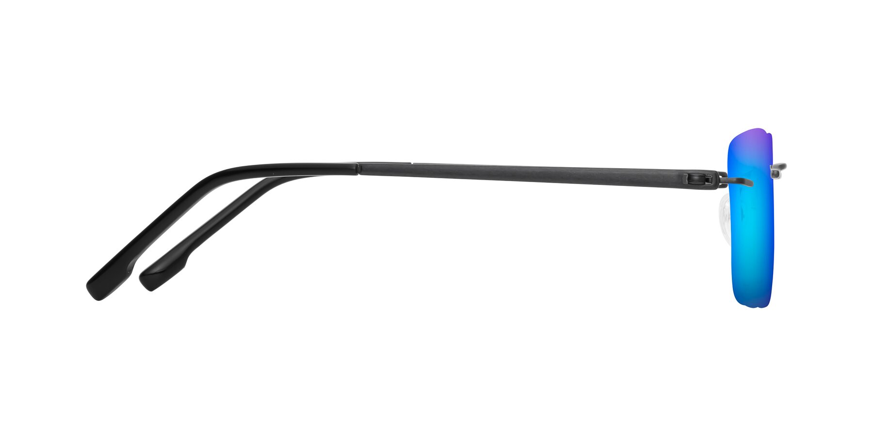 Side of Yam in Matte Black with Blue Mirrored Lenses