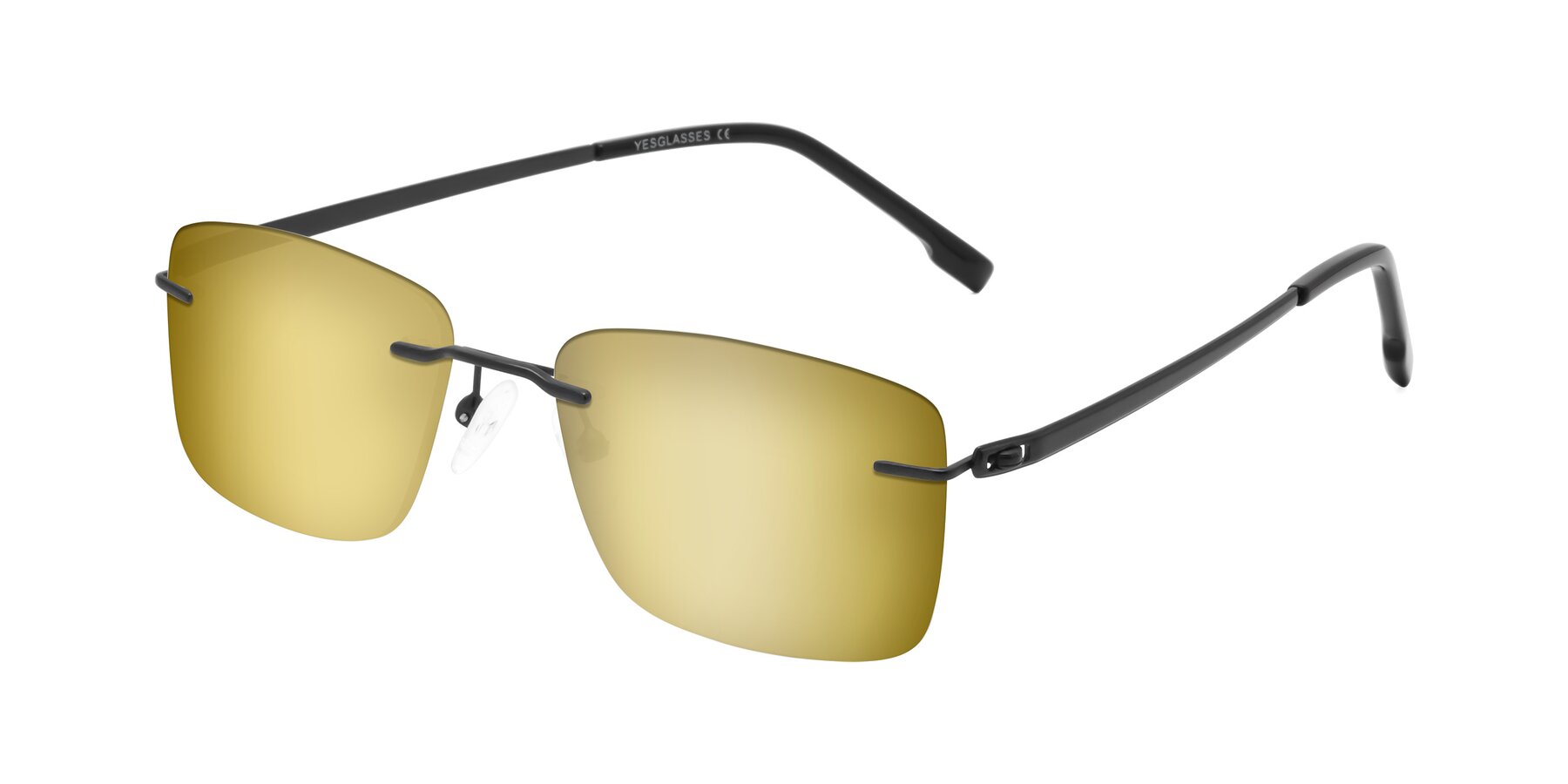 Angle of Yam in Matte Black with Gold Mirrored Lenses