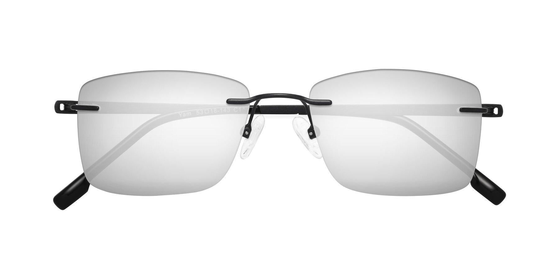 Folded Front of Yam in Matte Black with Silver Mirrored Lenses