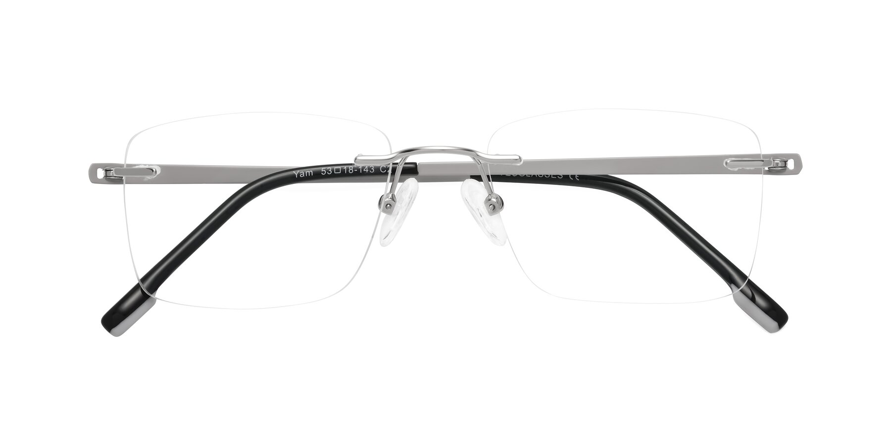 Folded Front of Yam in Silver-Light Gray with Clear Eyeglass Lenses