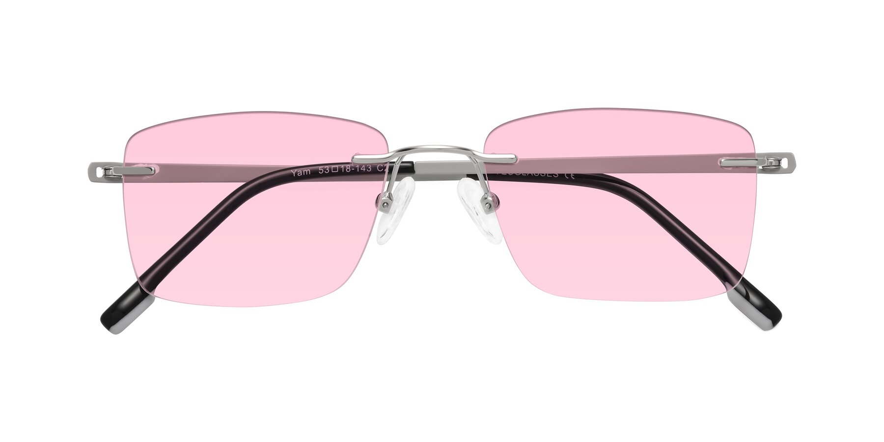 Folded Front of Yam in Silver-Light Gray with Light Pink Tinted Lenses