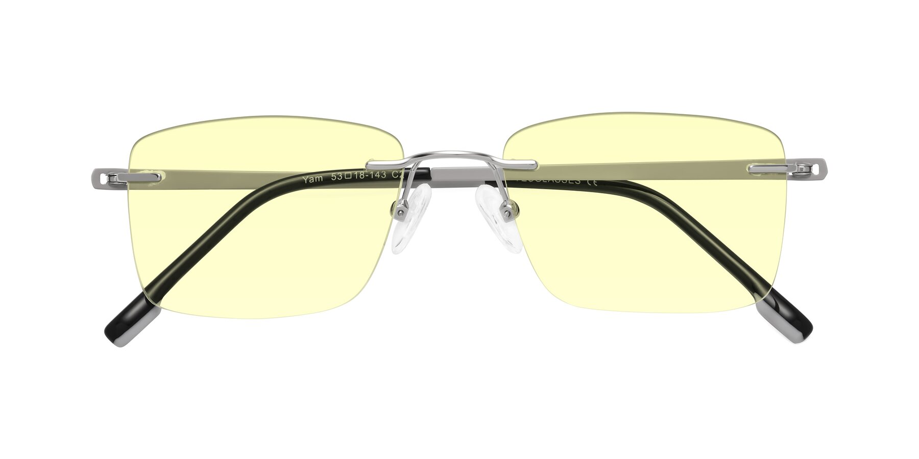 Folded Front of Yam in Silver-Light Gray with Light Yellow Tinted Lenses