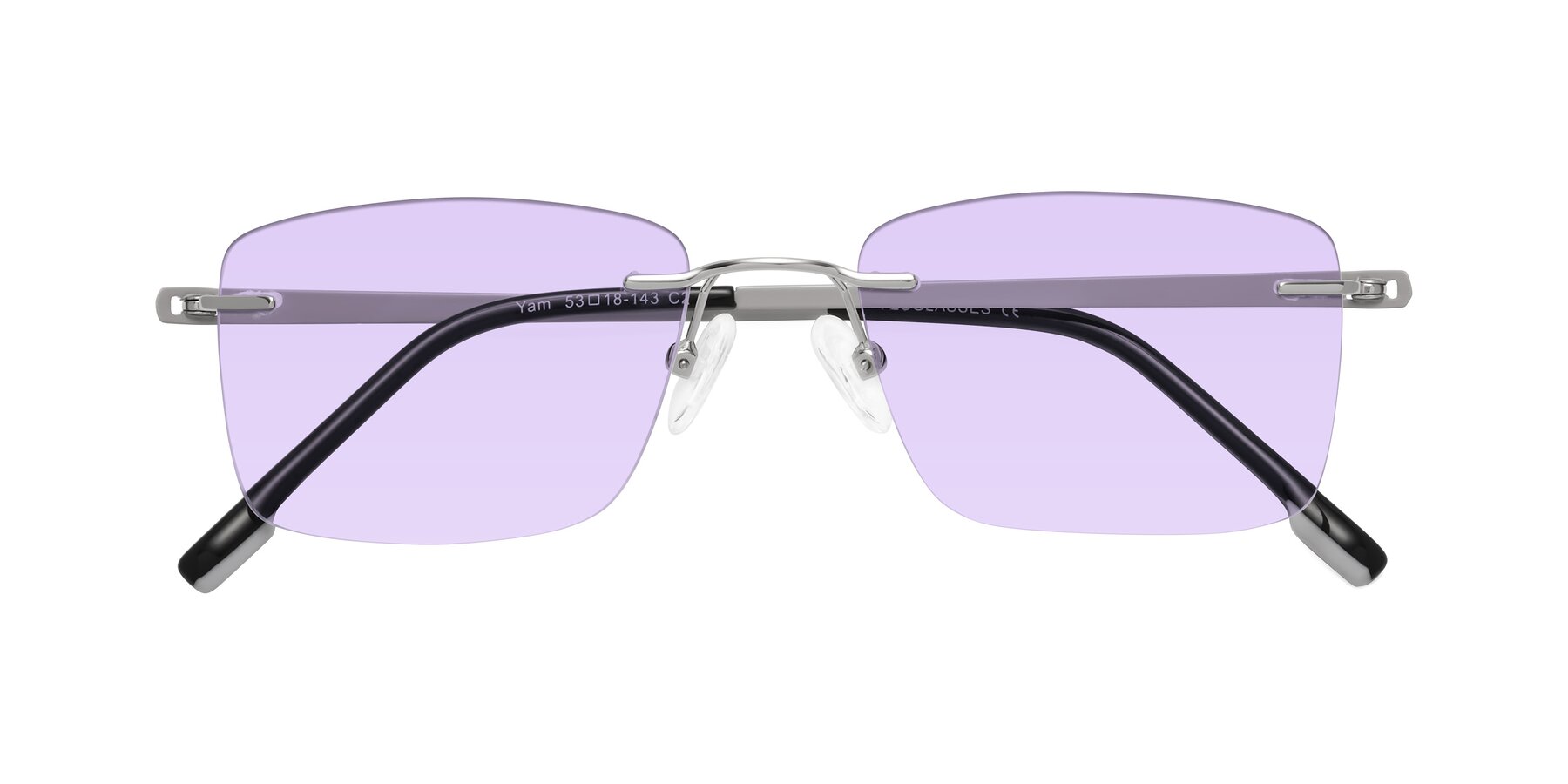 Folded Front of Yam in Silver-Light Gray with Light Purple Tinted Lenses