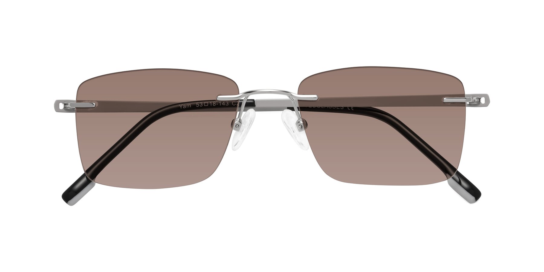 Folded Front of Yam in Silver-Light Gray with Medium Brown Tinted Lenses